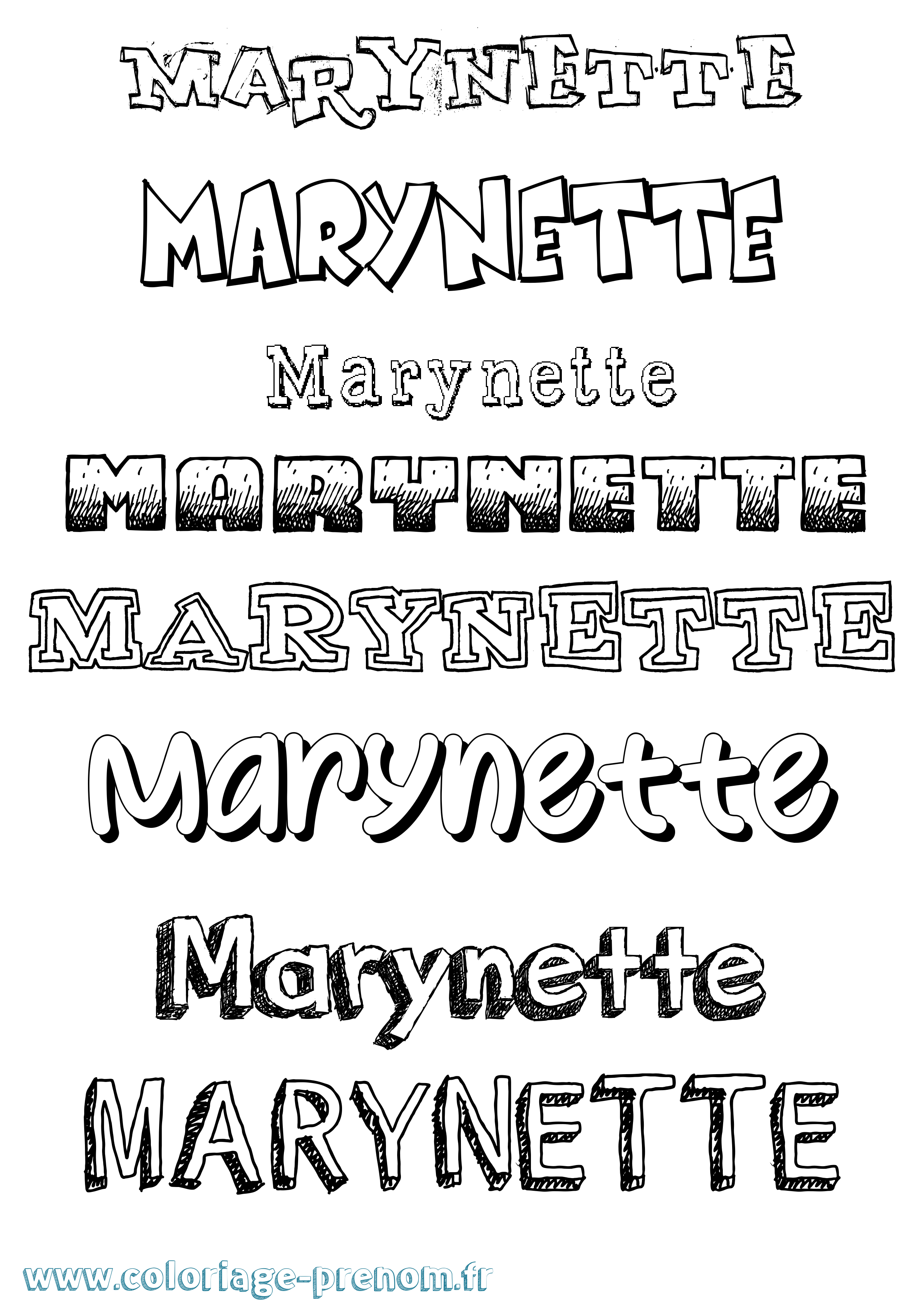 Coloriage prénom Marynette Dessiné