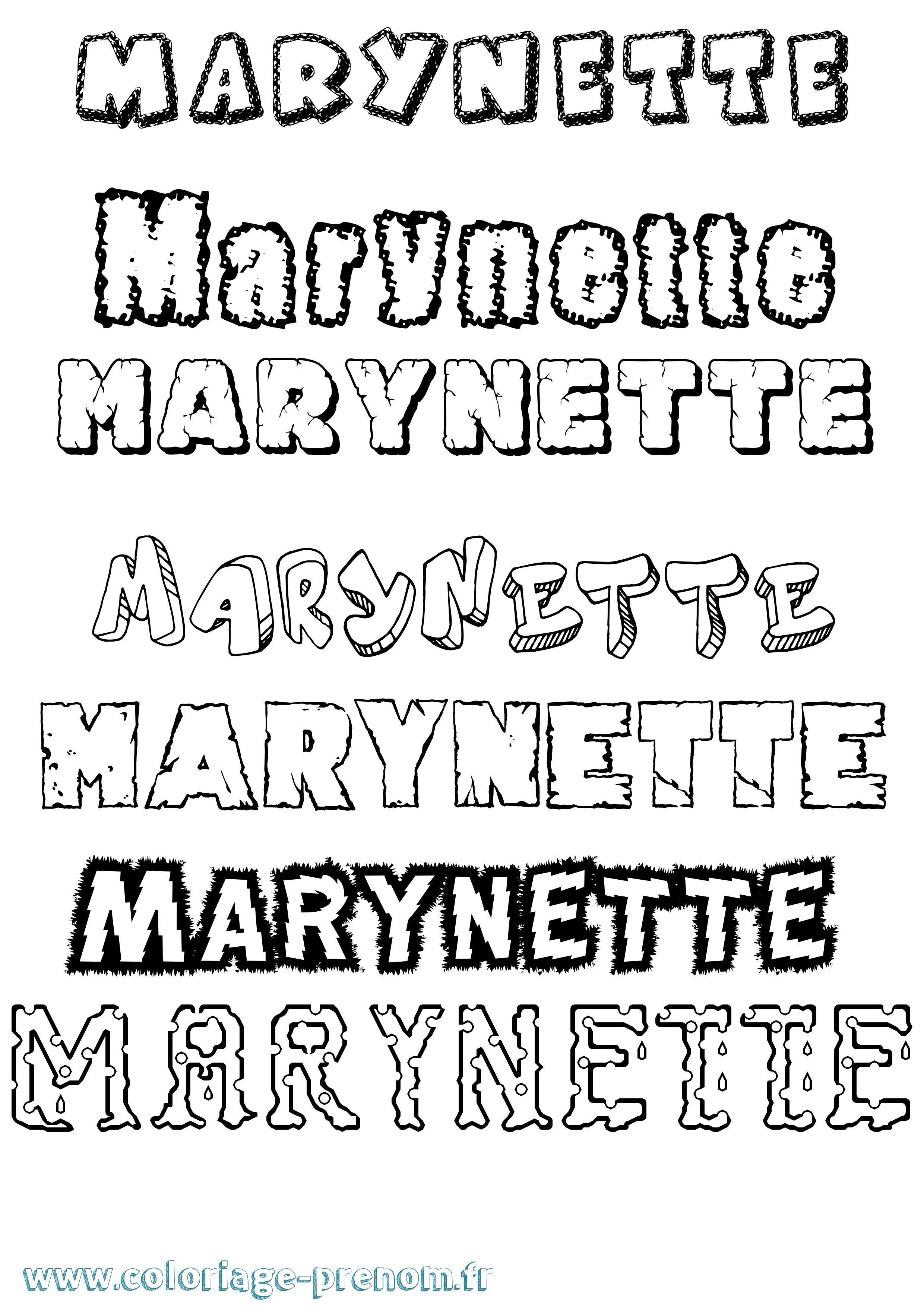 Coloriage prénom Marynette Destructuré