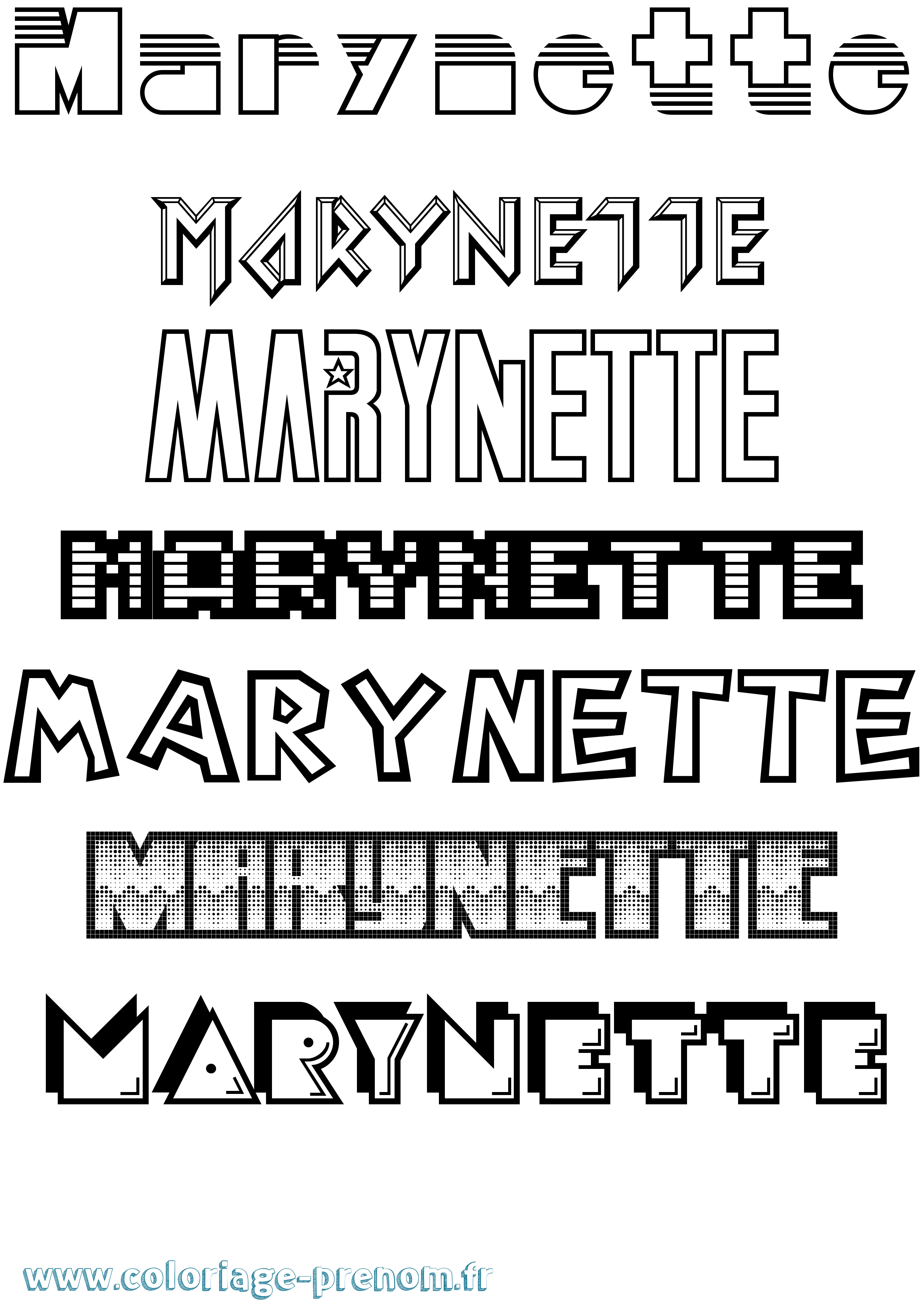 Coloriage prénom Marynette Jeux Vidéos