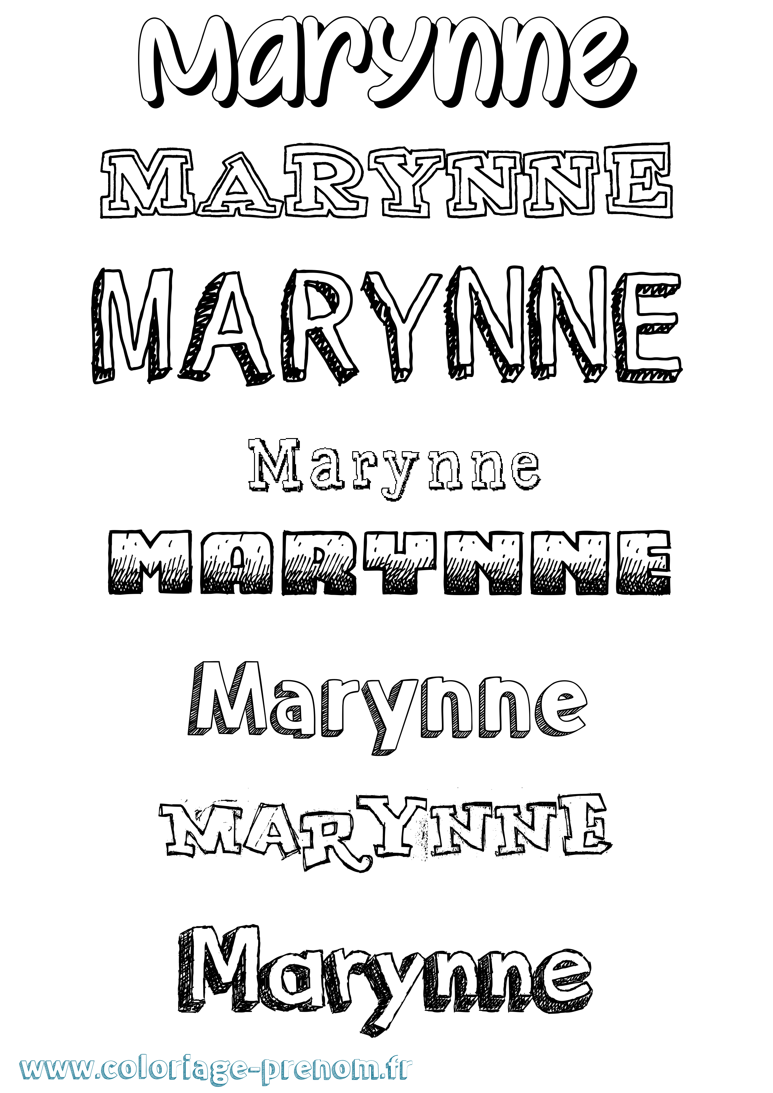 Coloriage prénom Marynne Dessiné