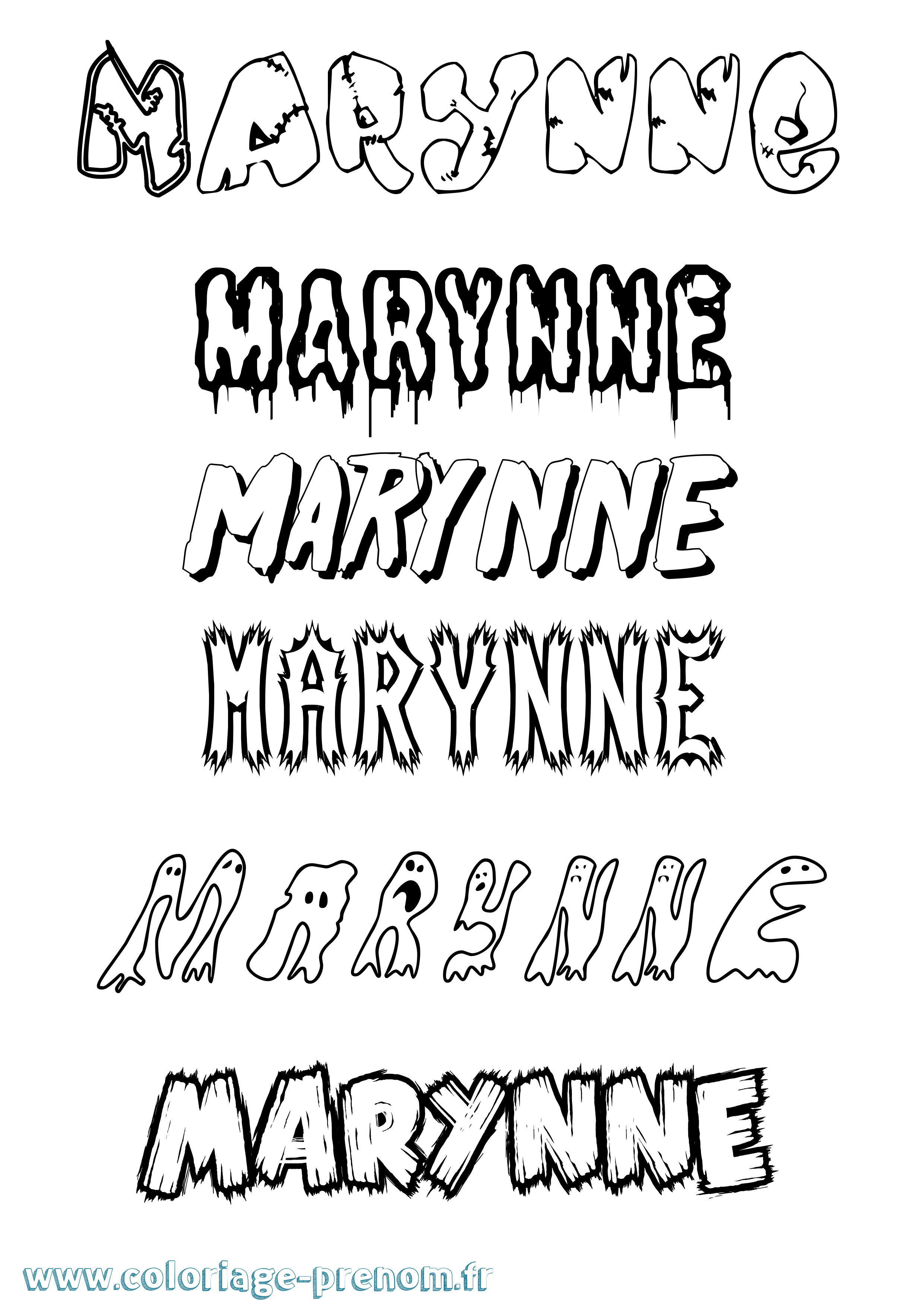 Coloriage prénom Marynne Frisson