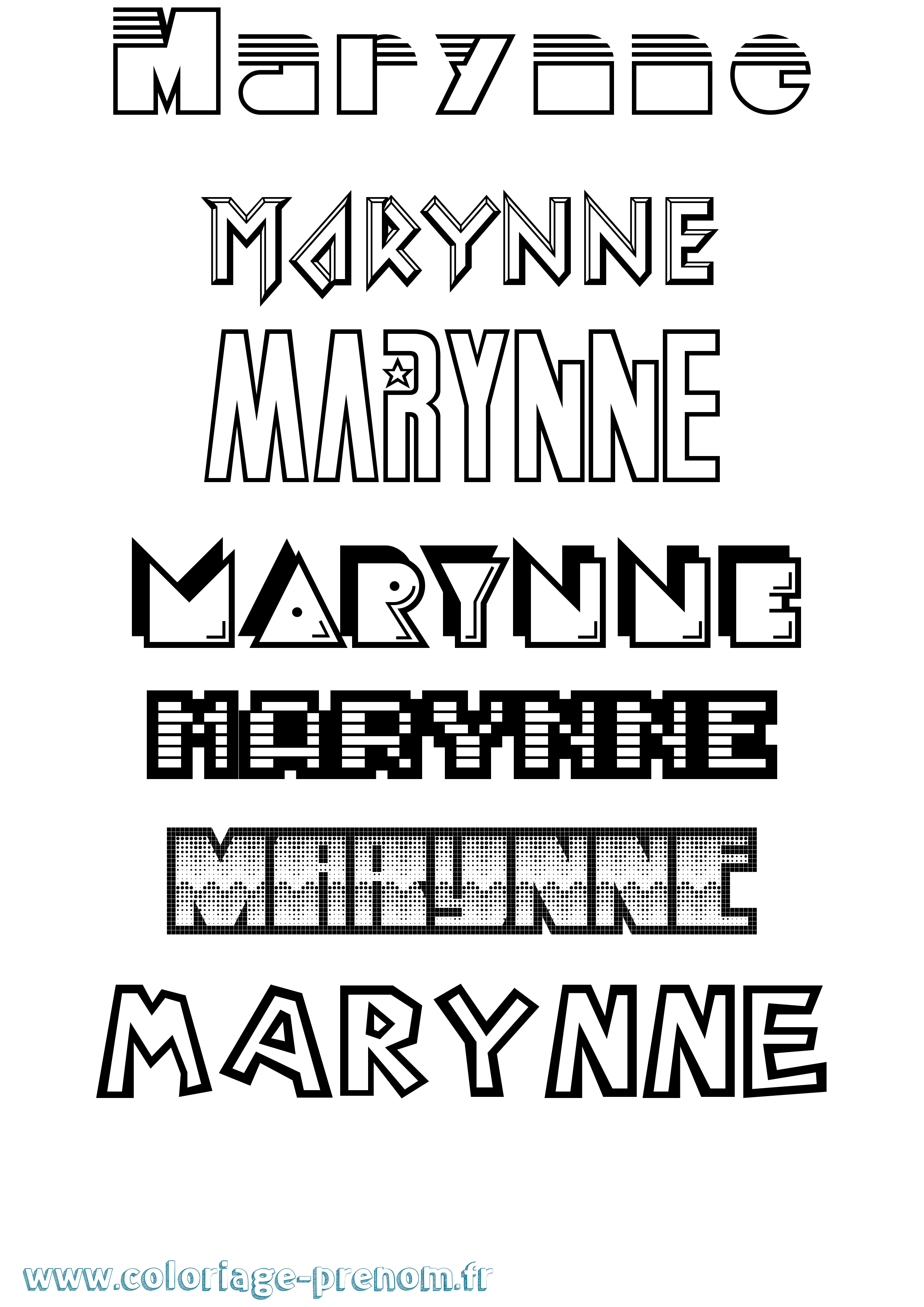 Coloriage prénom Marynne Jeux Vidéos