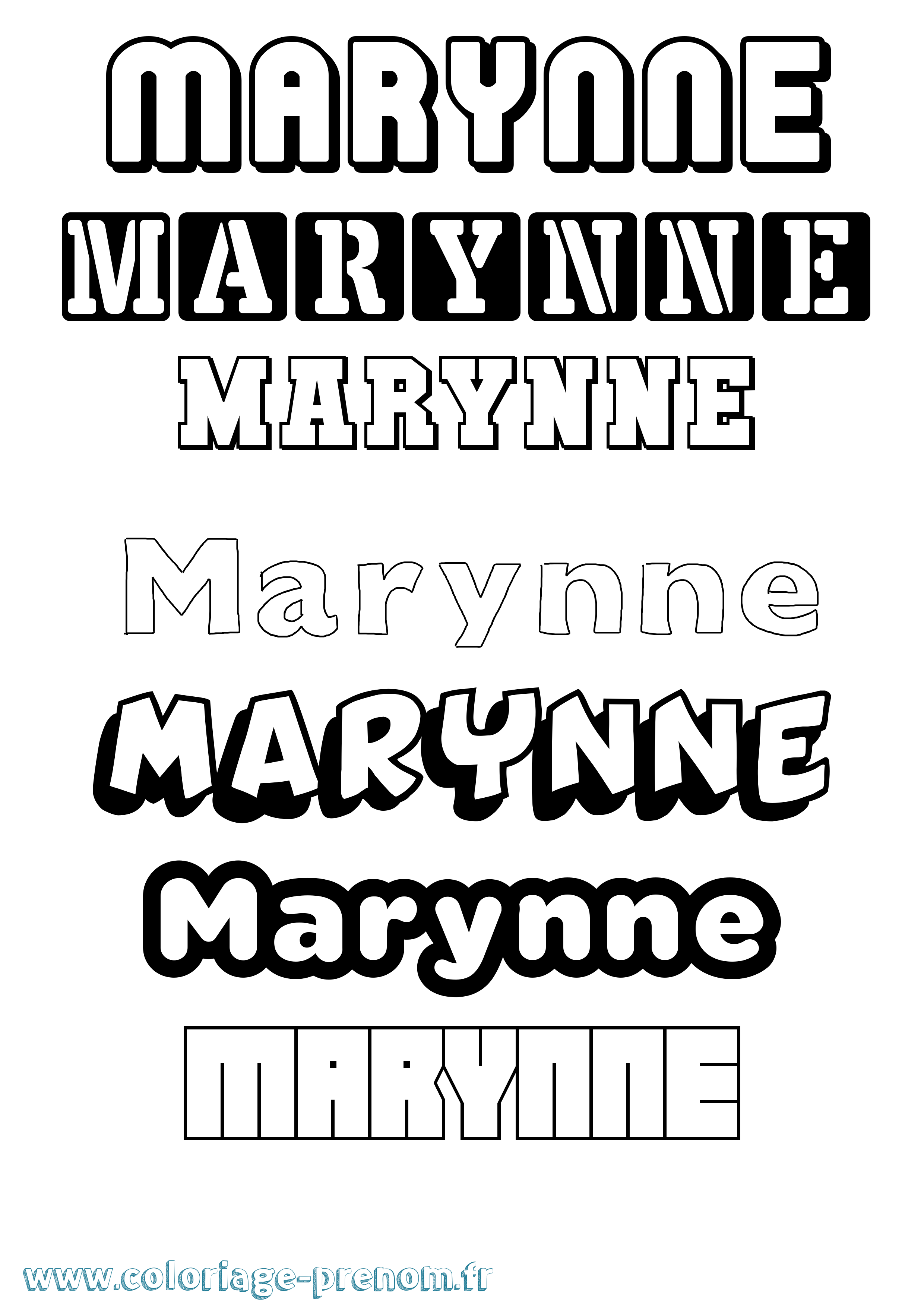 Coloriage prénom Marynne Simple