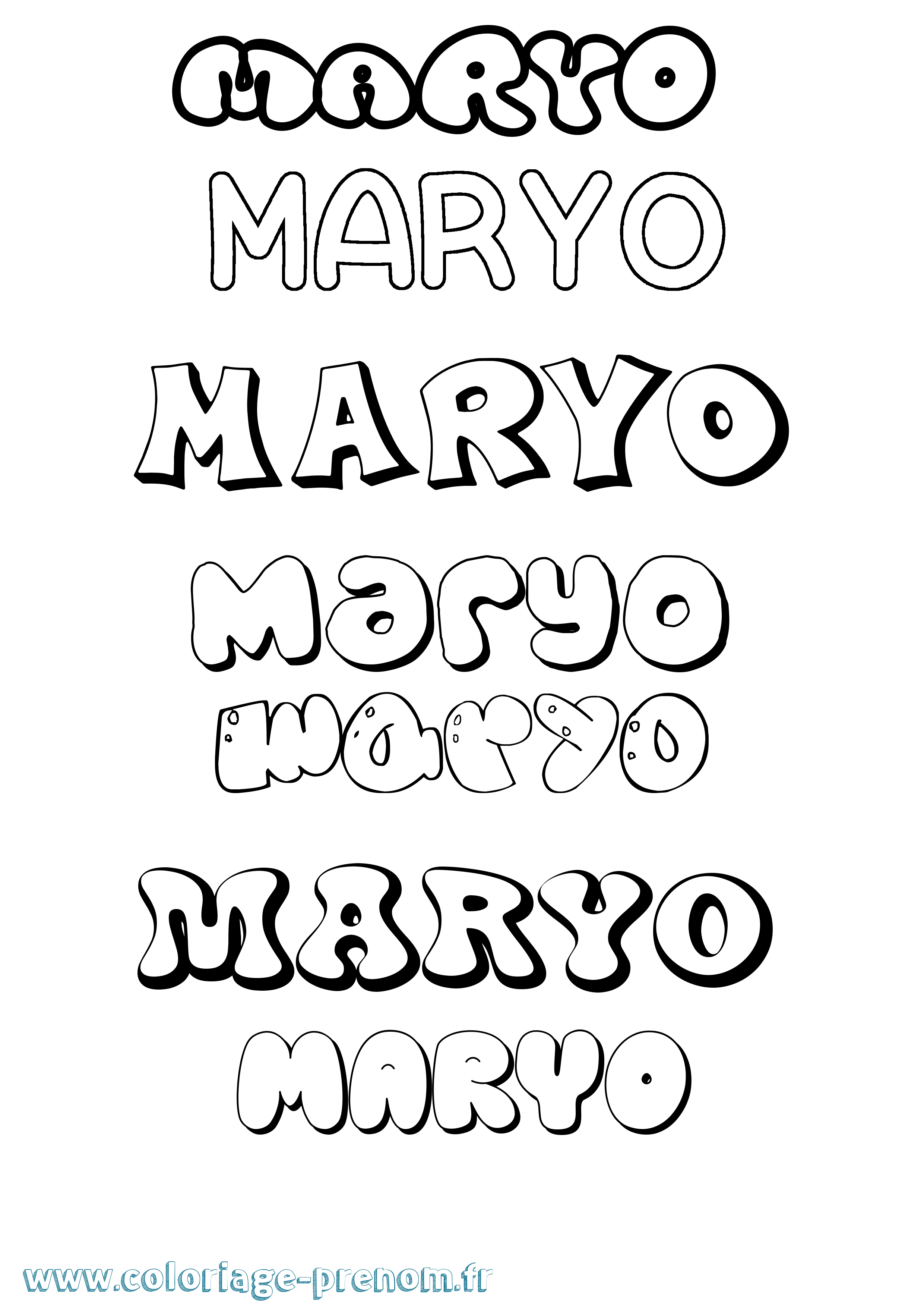Coloriage prénom Maryo Bubble
