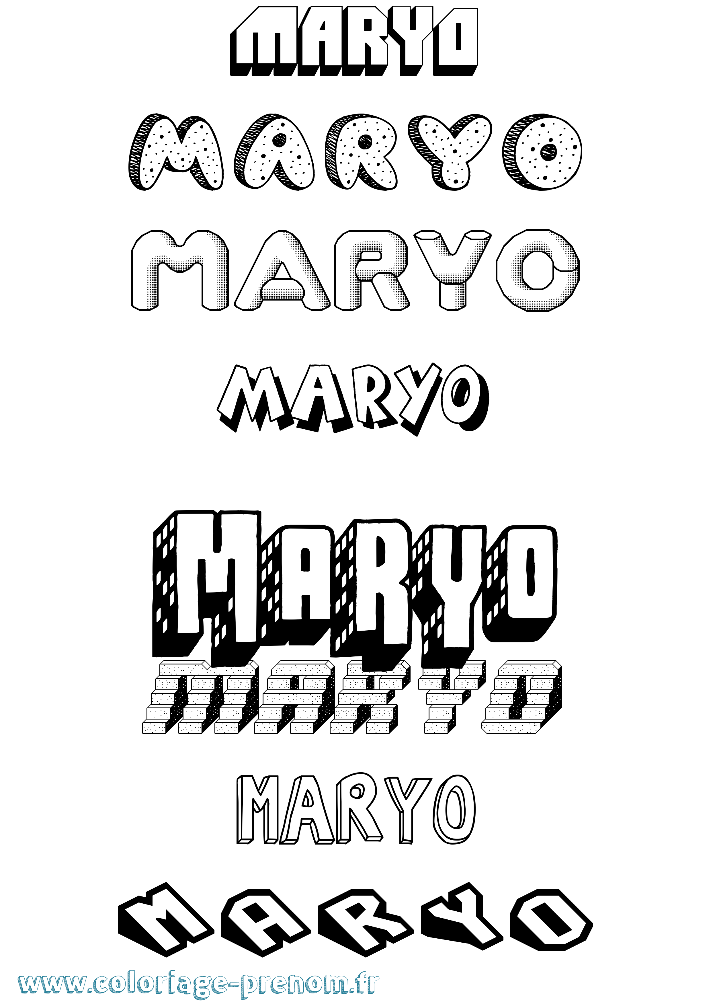 Coloriage prénom Maryo Effet 3D