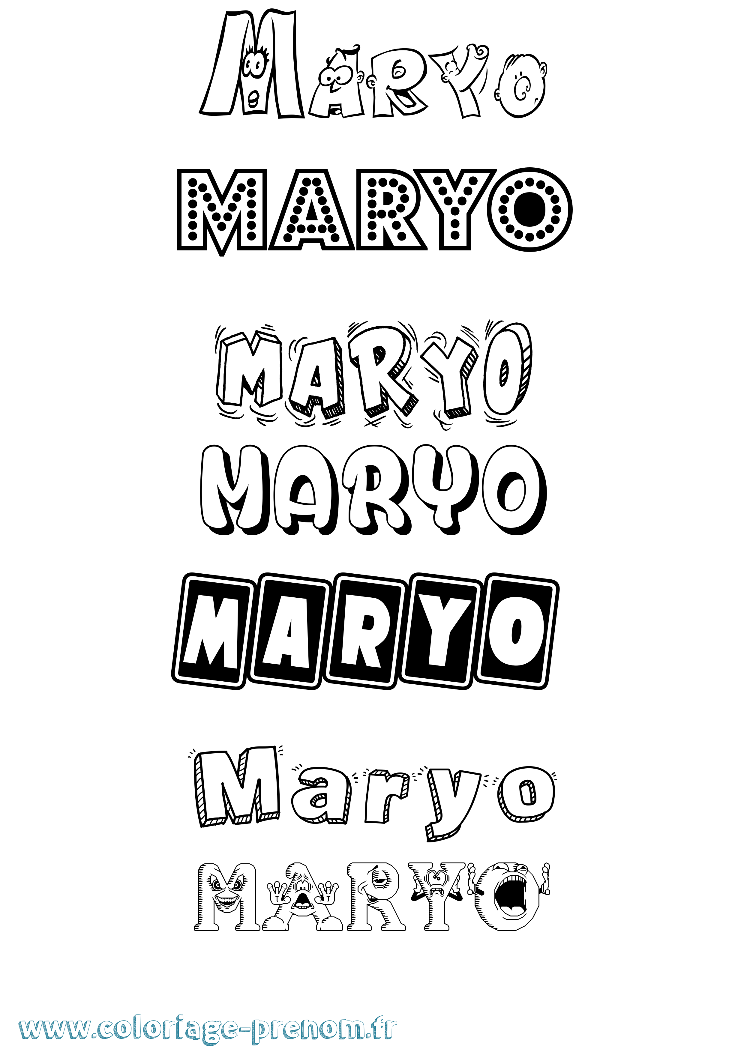 Coloriage prénom Maryo Fun