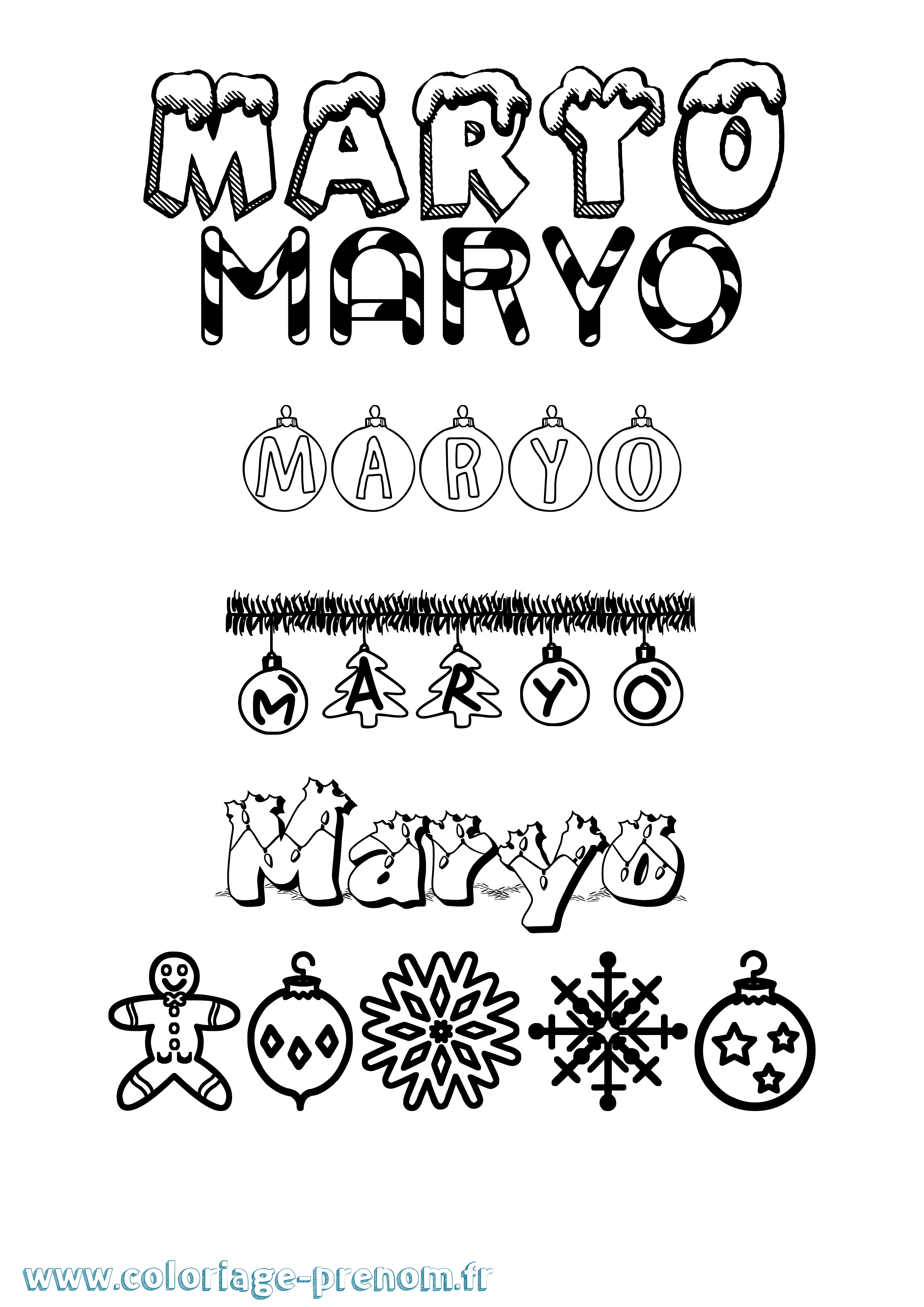 Coloriage prénom Maryo Noël