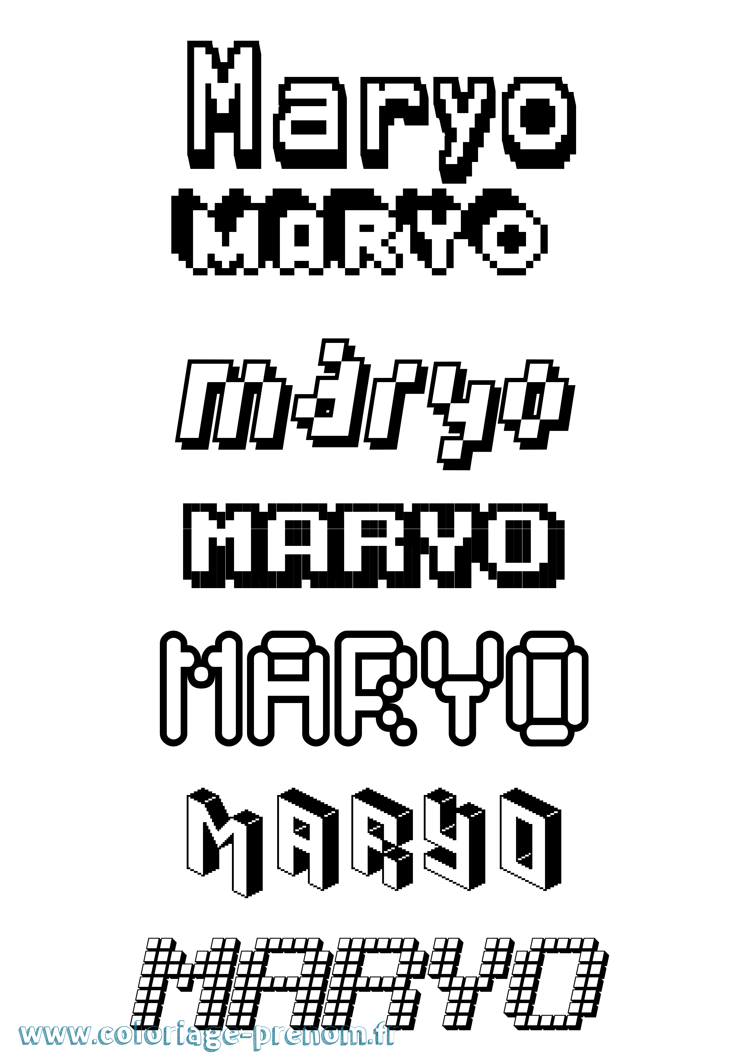 Coloriage prénom Maryo Pixel
