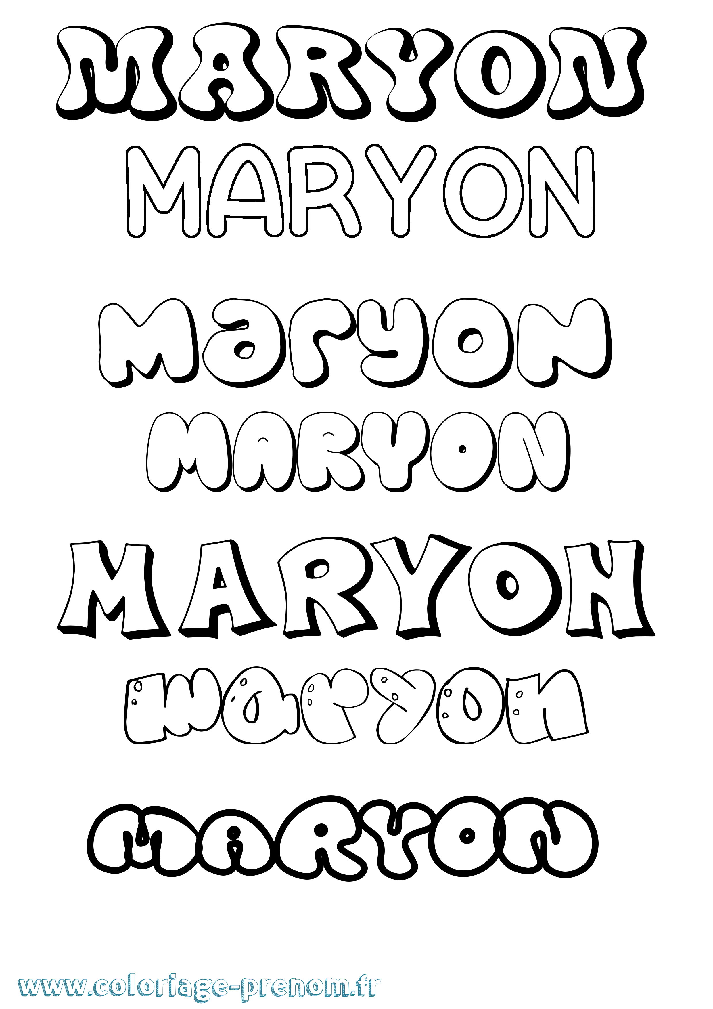 Coloriage prénom Maryon Bubble