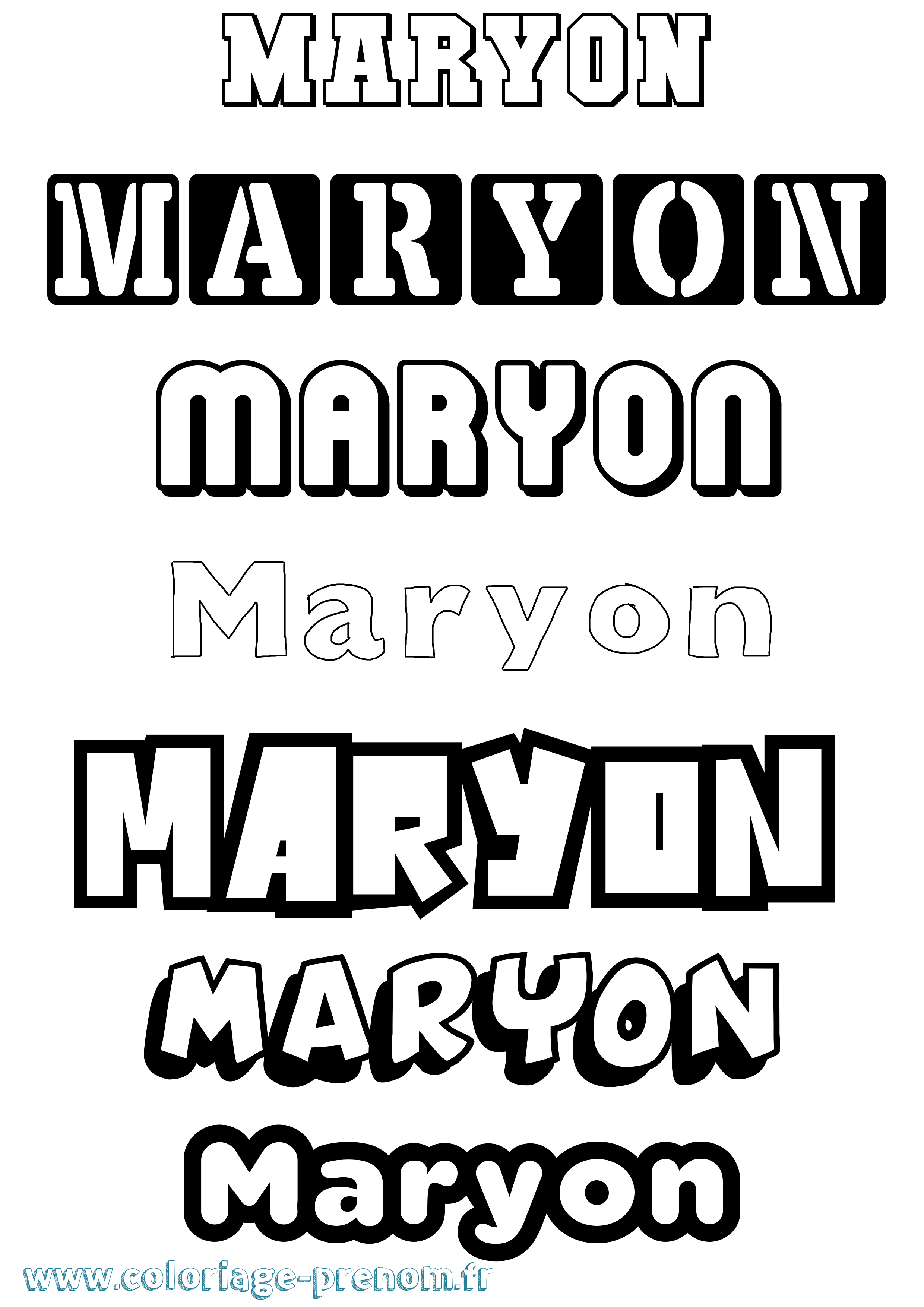 Coloriage prénom Maryon Simple