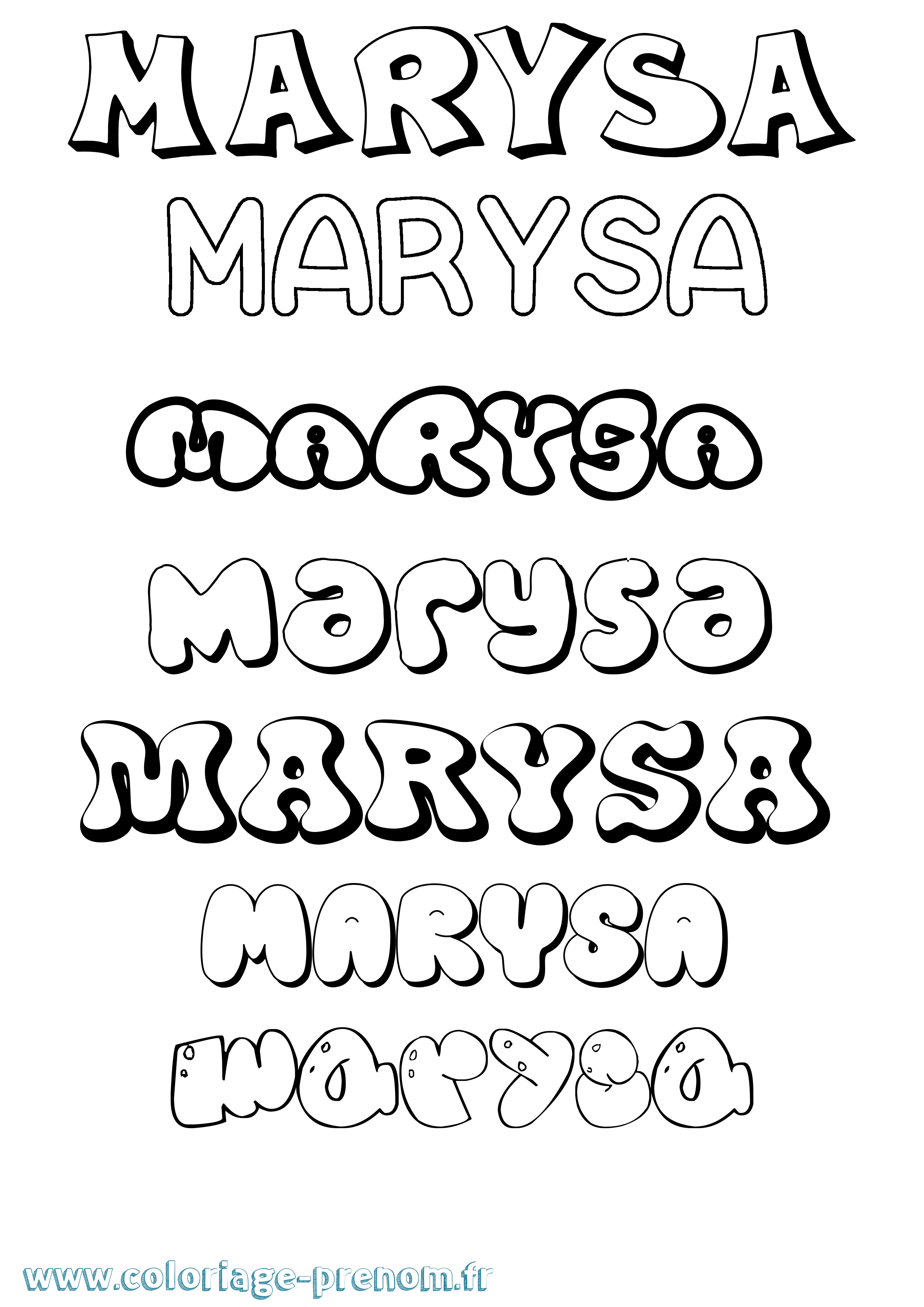 Coloriage prénom Marysa Bubble