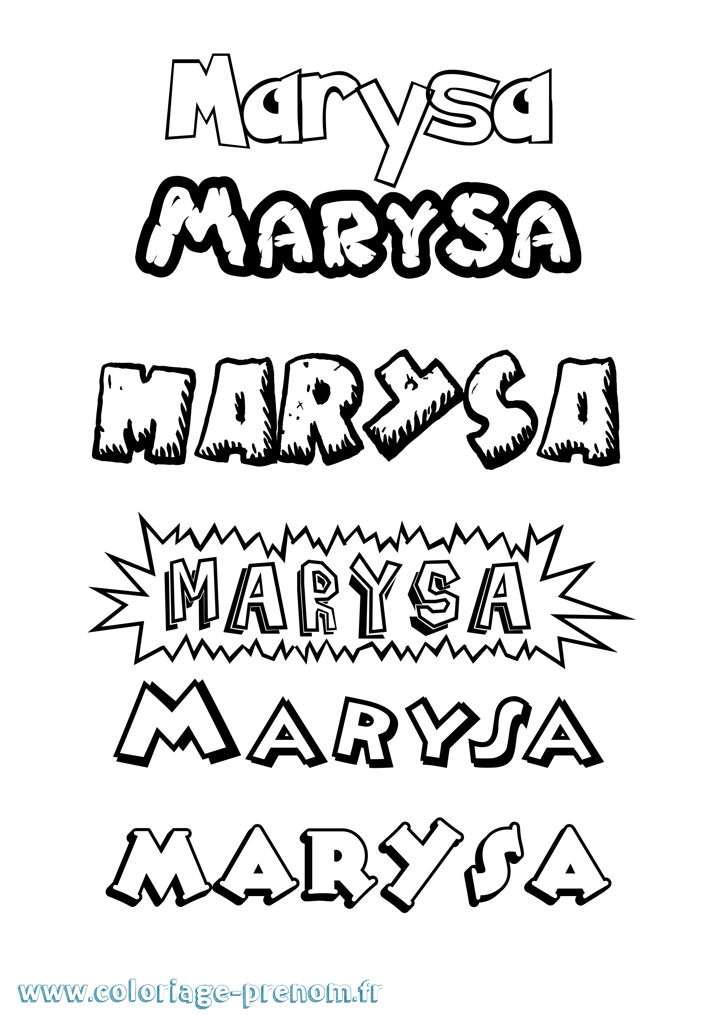 Coloriage prénom Marysa Dessin Animé