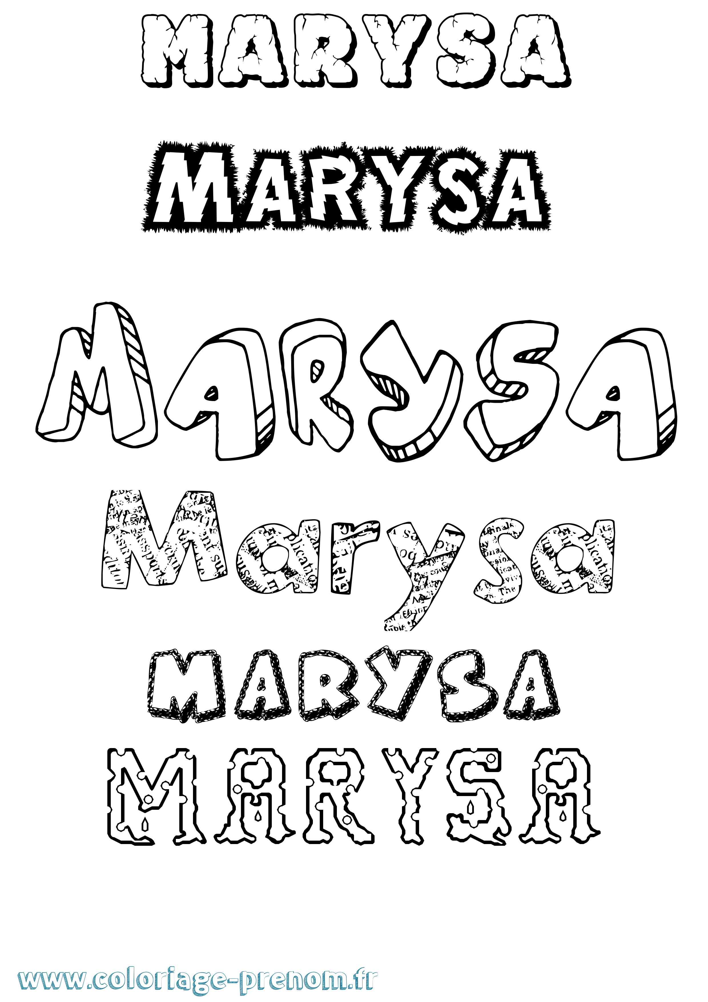 Coloriage prénom Marysa Destructuré