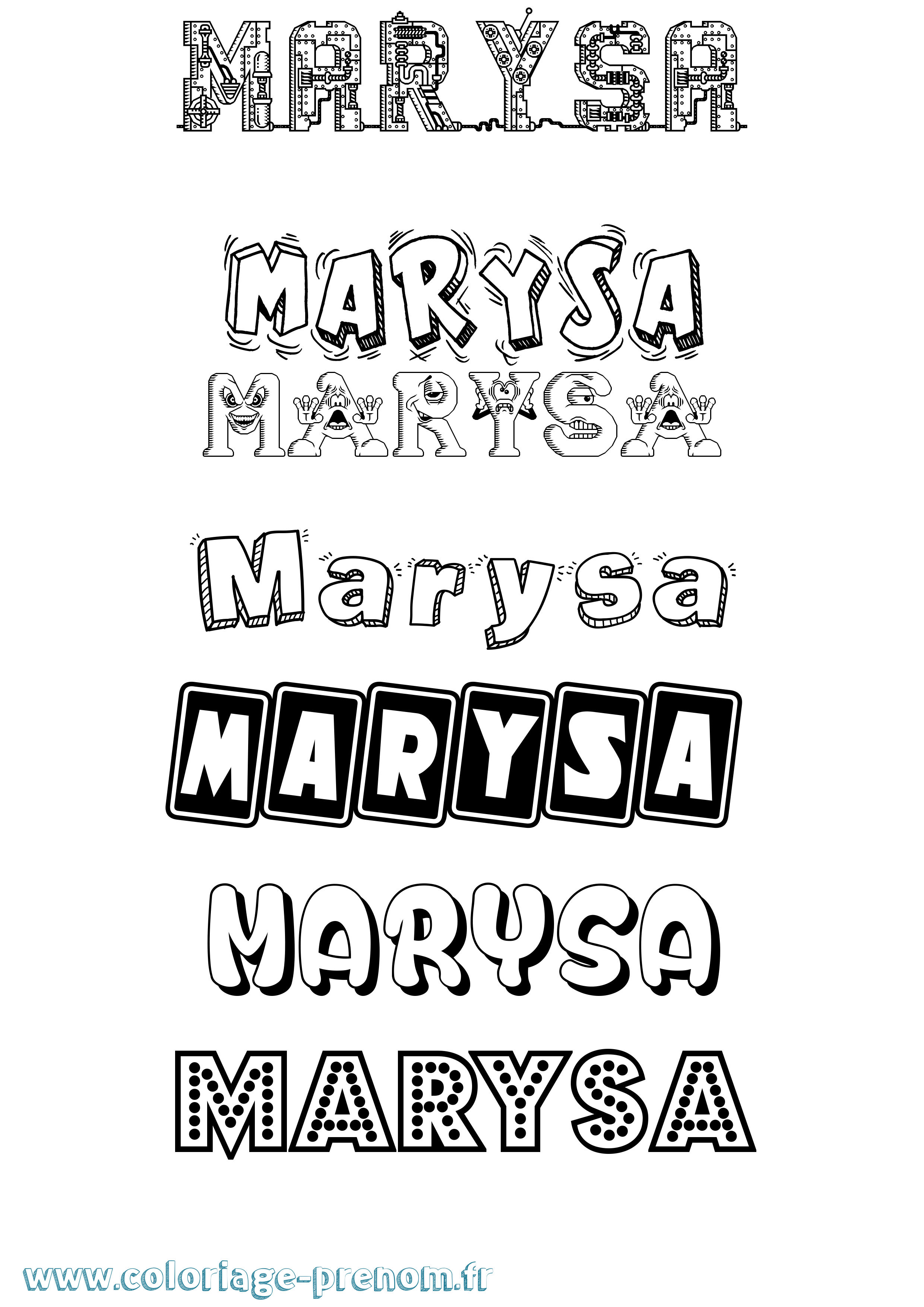 Coloriage prénom Marysa Fun