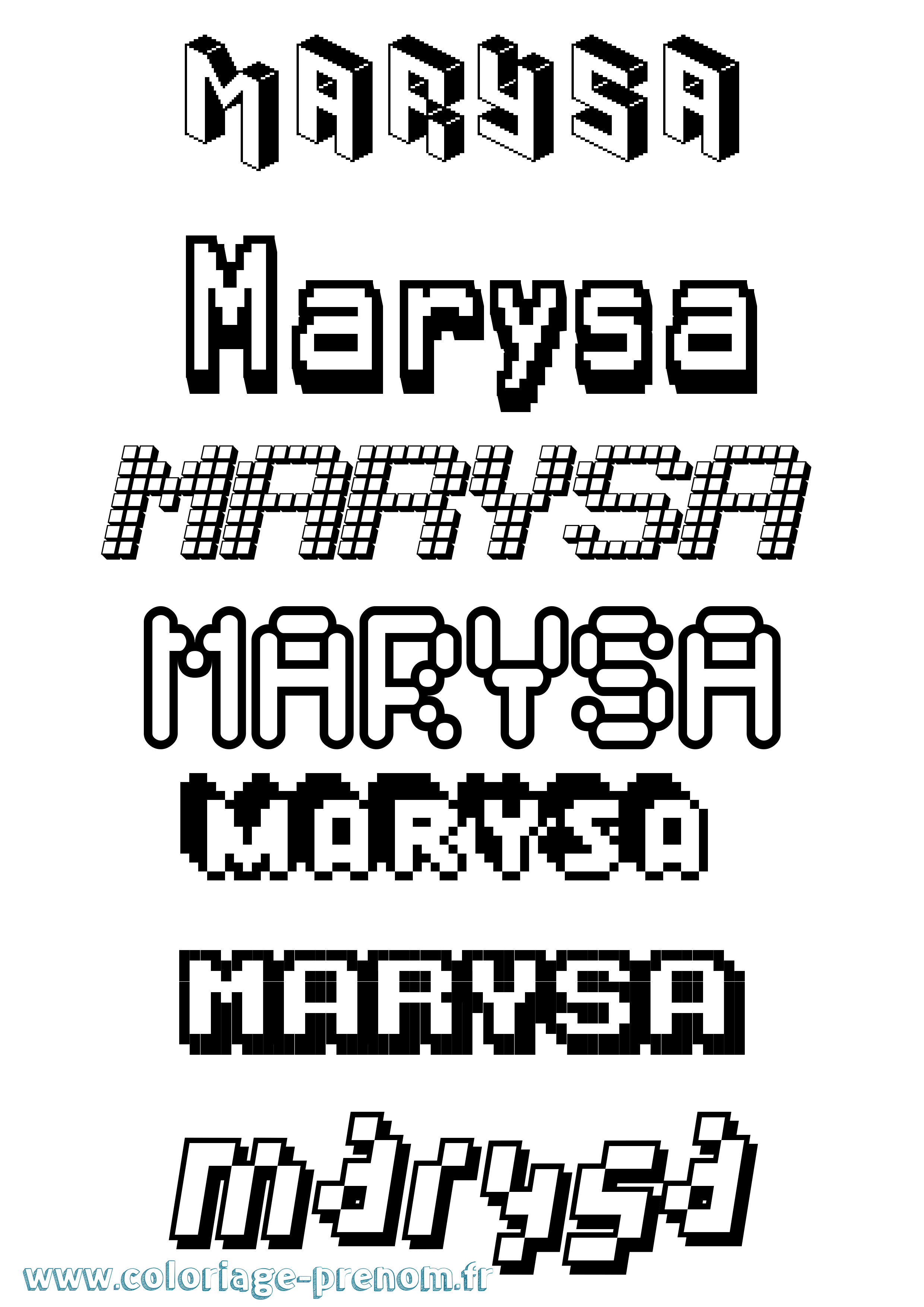 Coloriage prénom Marysa Pixel