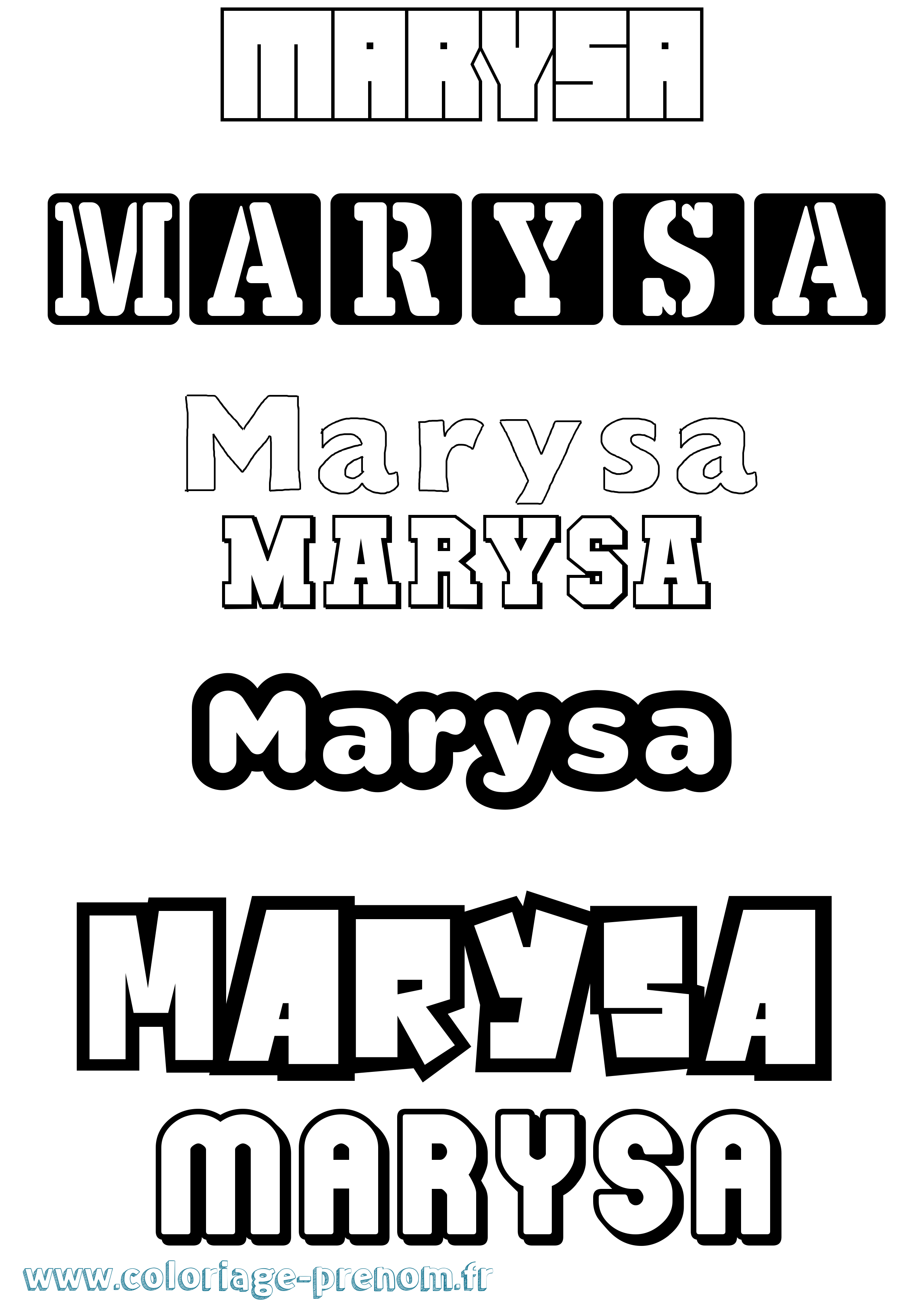 Coloriage prénom Marysa Simple