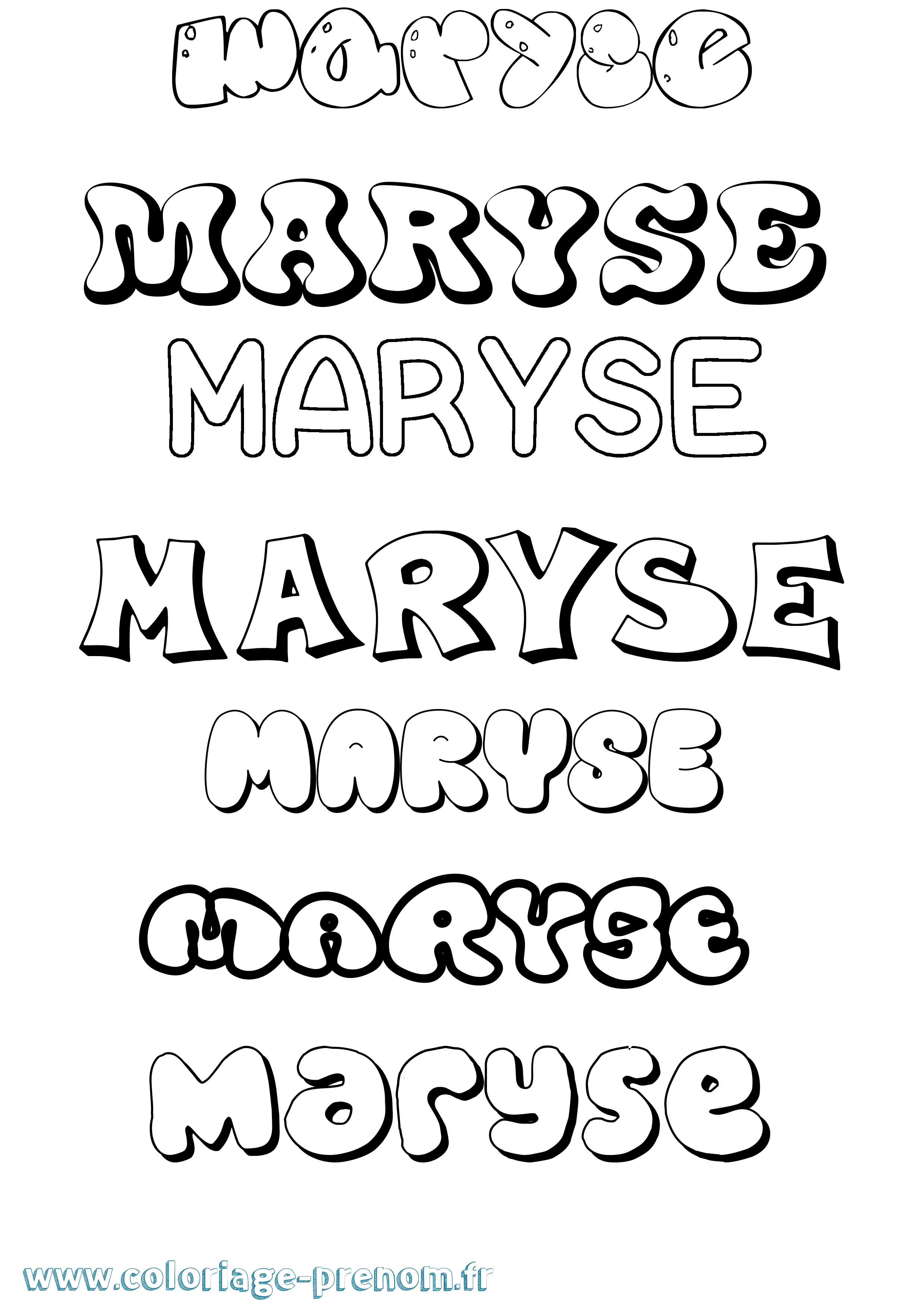 Coloriage prénom Maryse Bubble