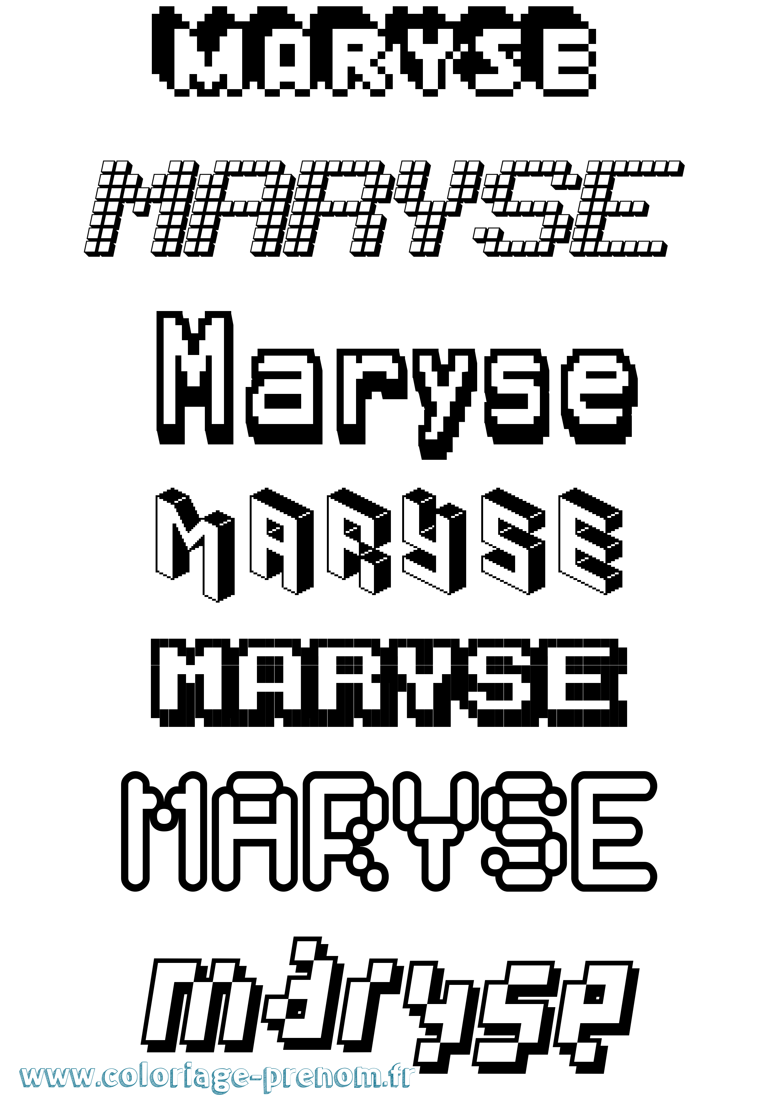Coloriage prénom Maryse Pixel