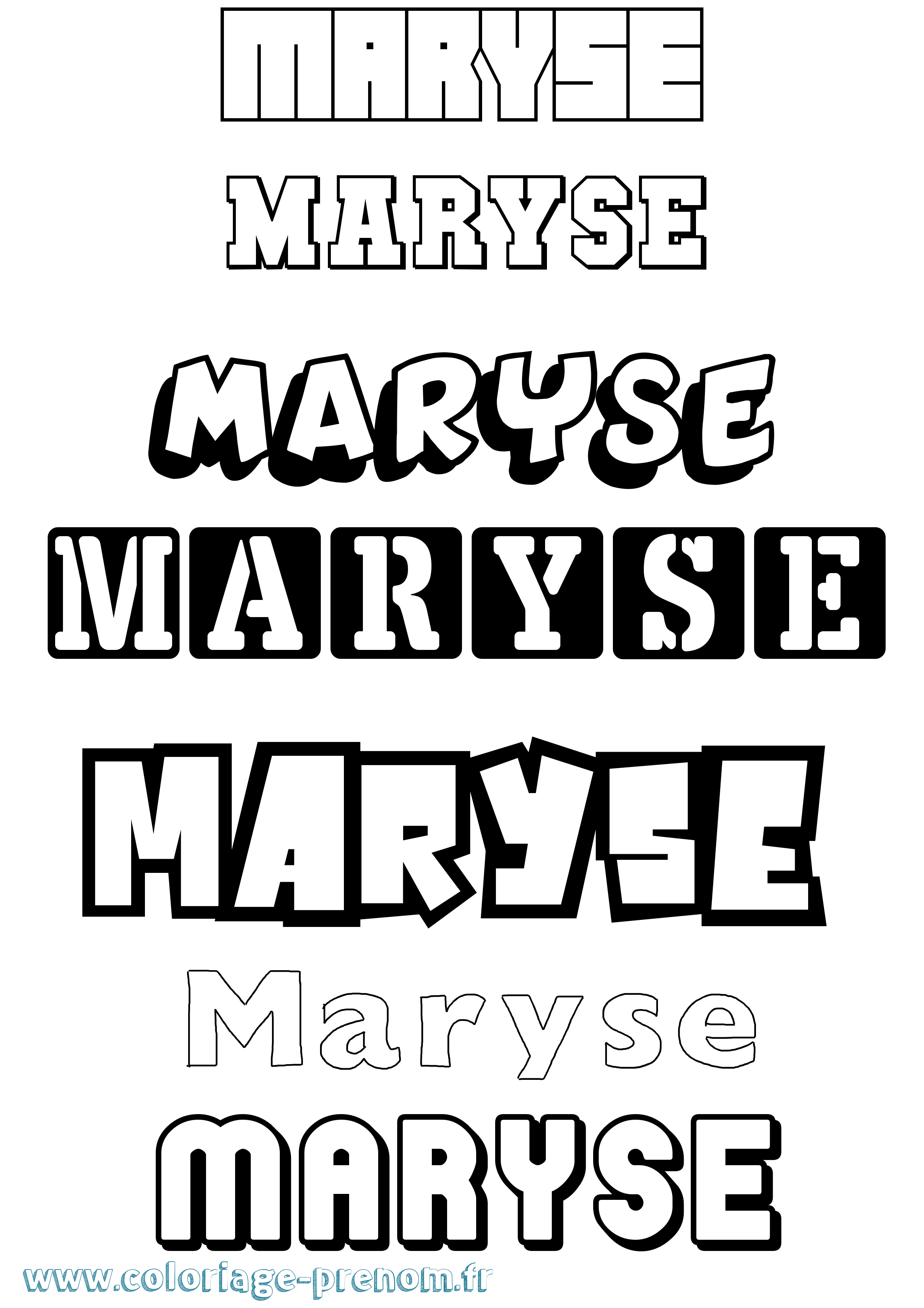 Coloriage prénom Maryse Simple