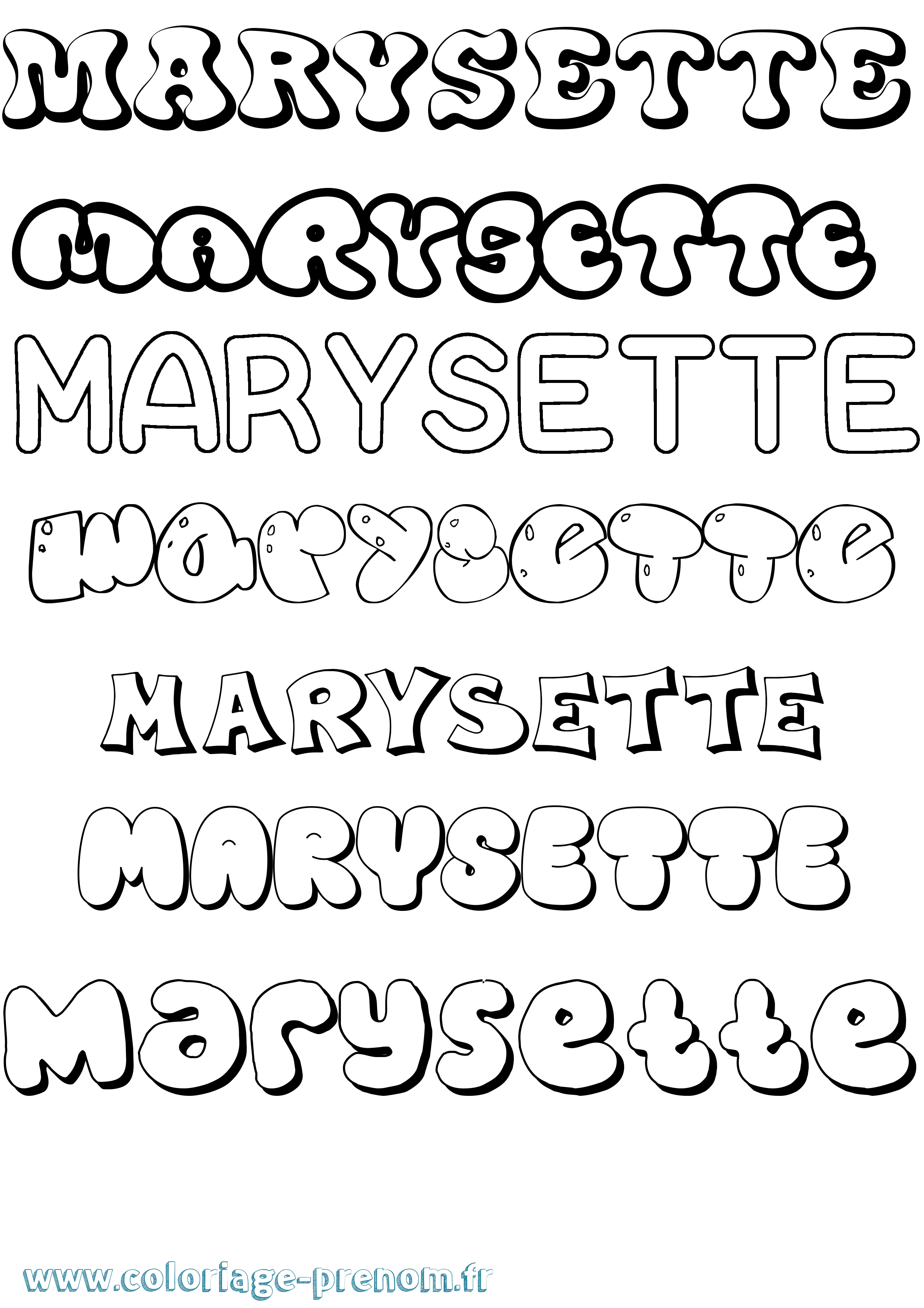 Coloriage prénom Marysette Bubble