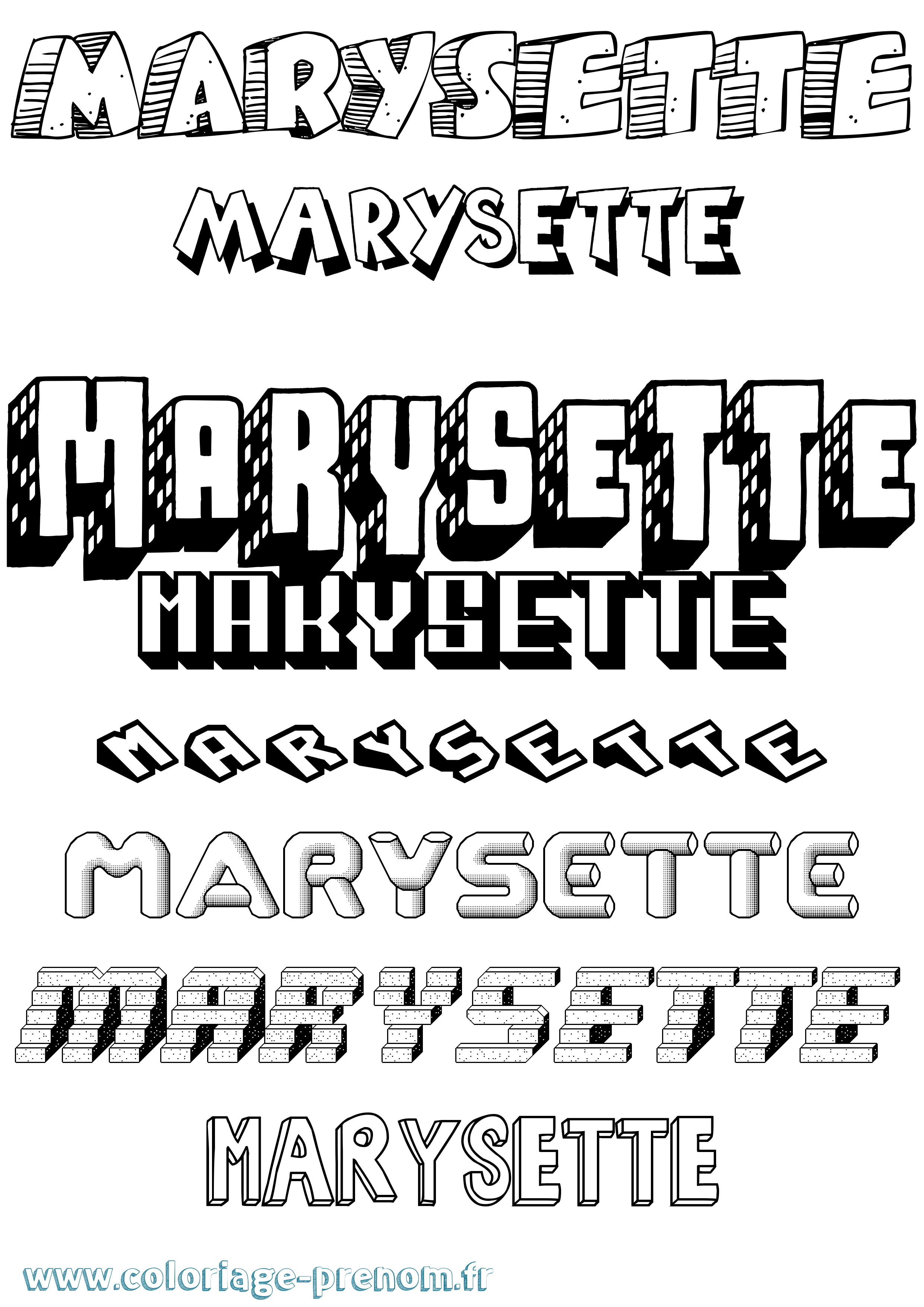 Coloriage prénom Marysette Effet 3D