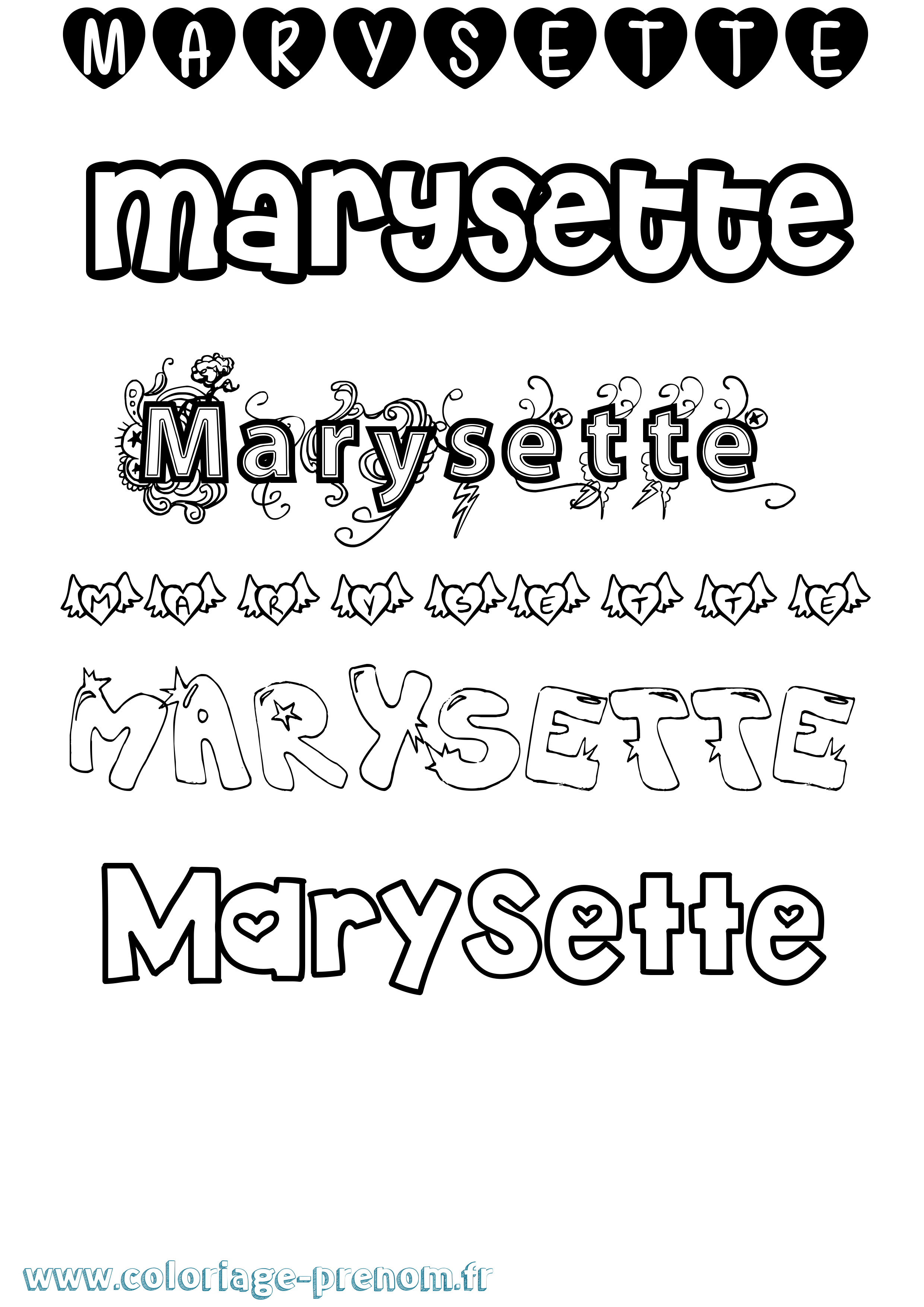 Coloriage prénom Marysette Girly