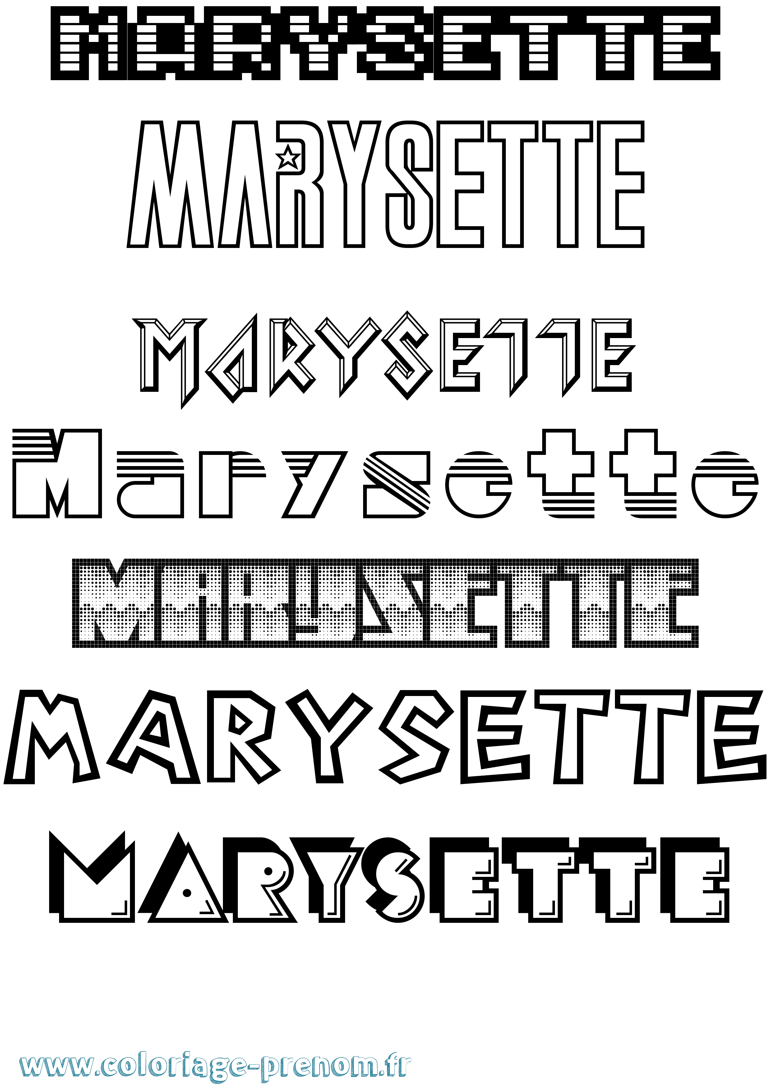 Coloriage prénom Marysette Jeux Vidéos