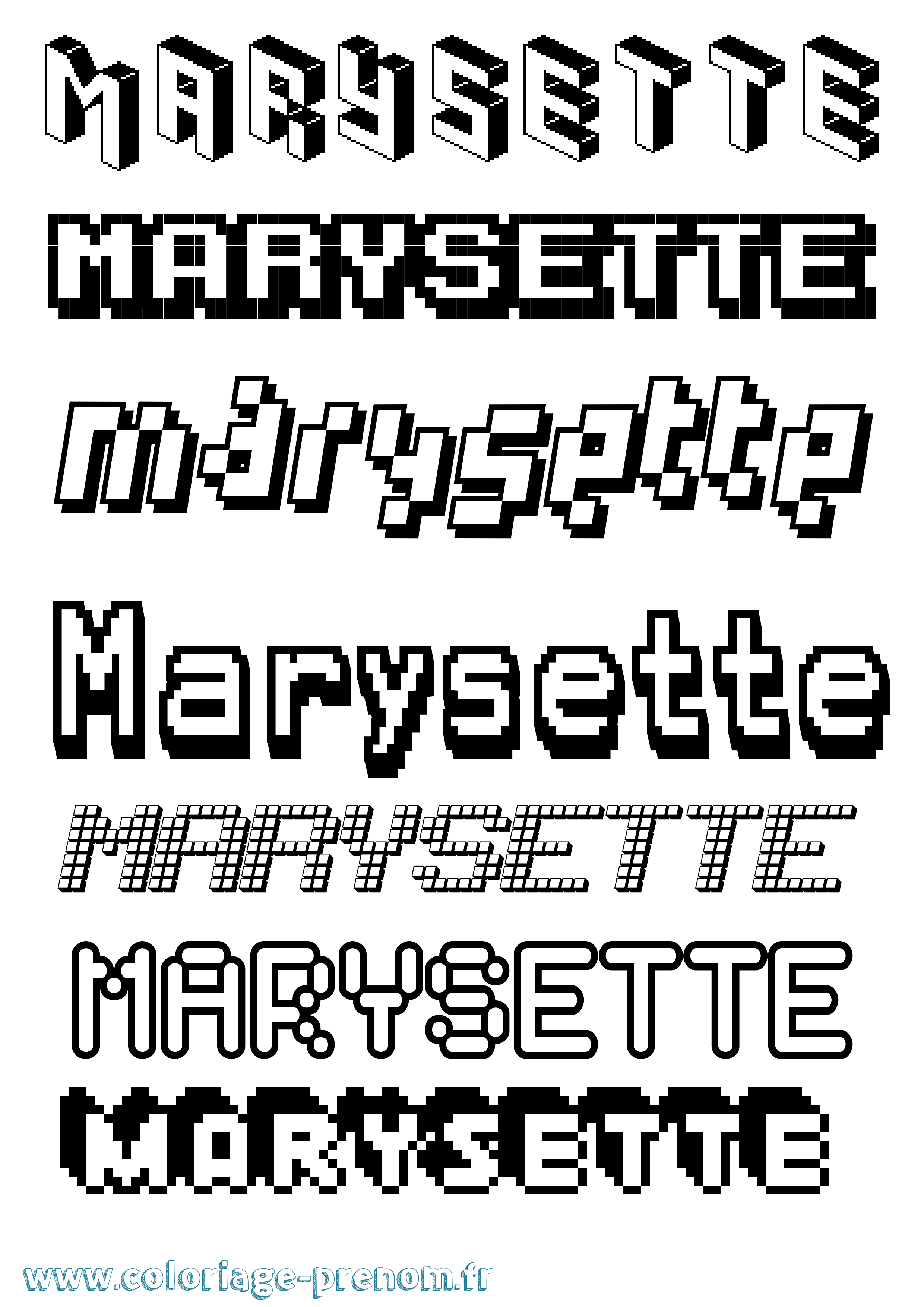 Coloriage prénom Marysette Pixel