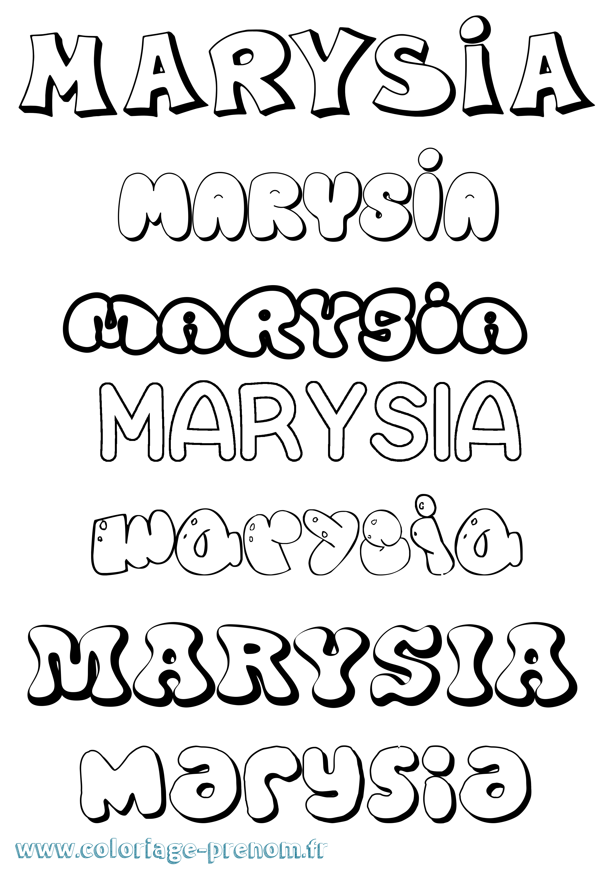 Coloriage prénom Marysia Bubble