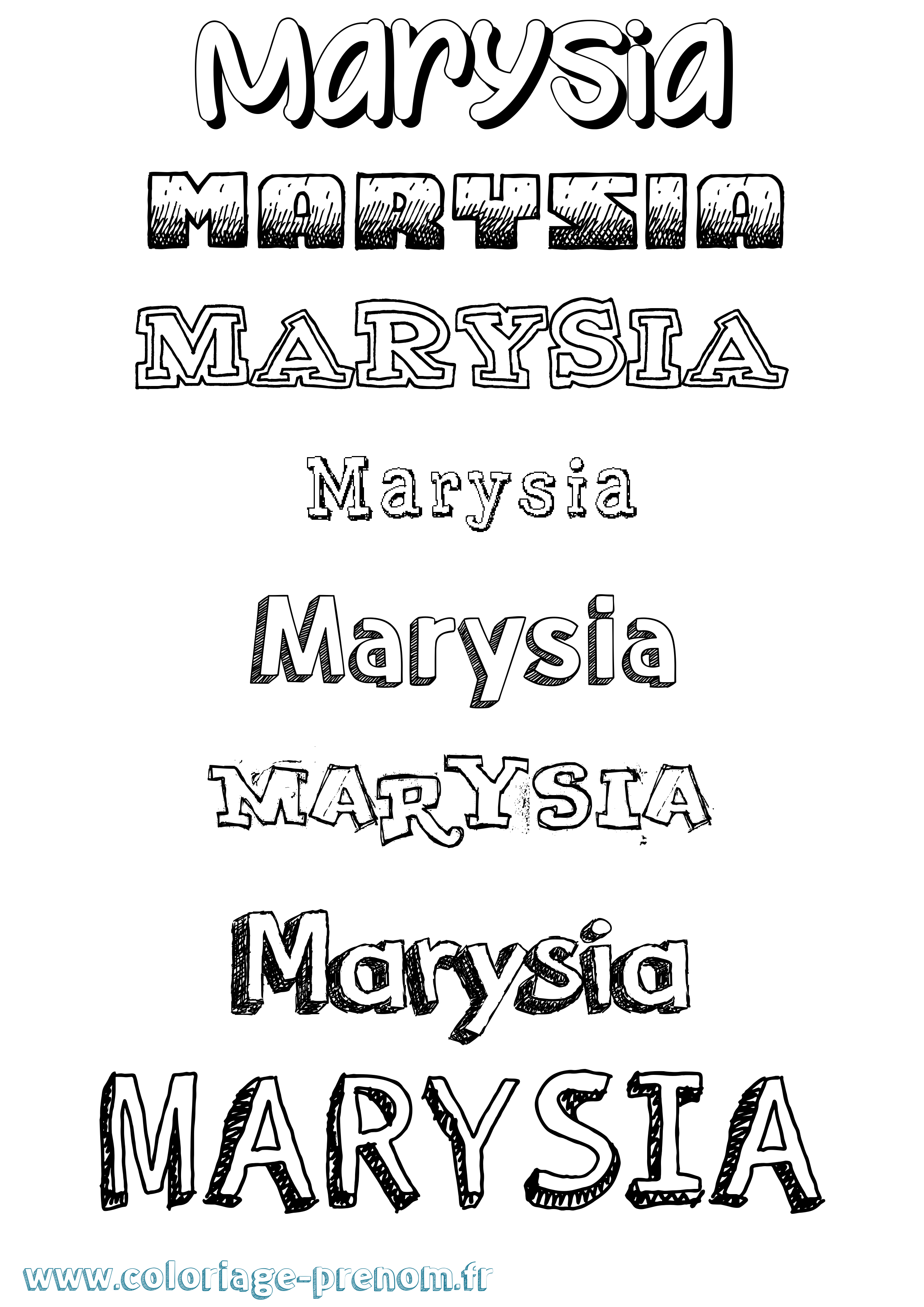 Coloriage prénom Marysia Dessiné
