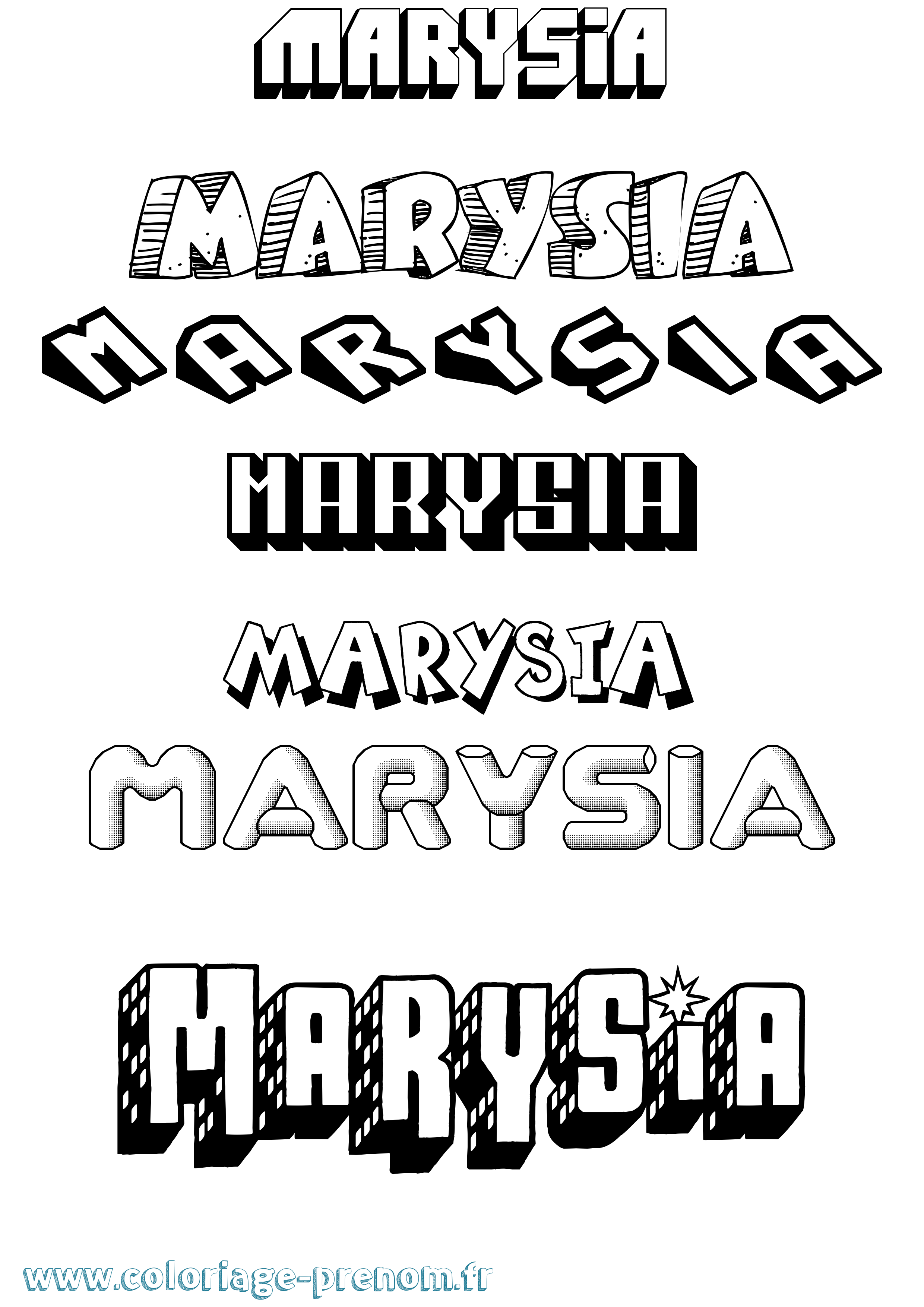 Coloriage prénom Marysia Effet 3D