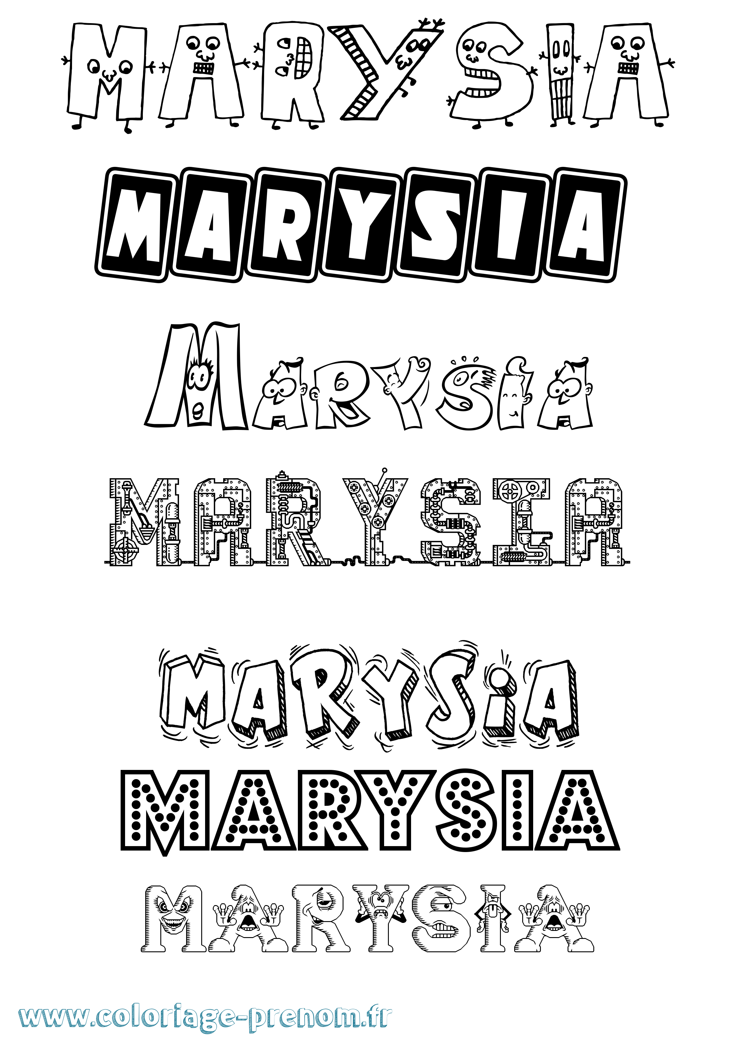 Coloriage prénom Marysia Fun