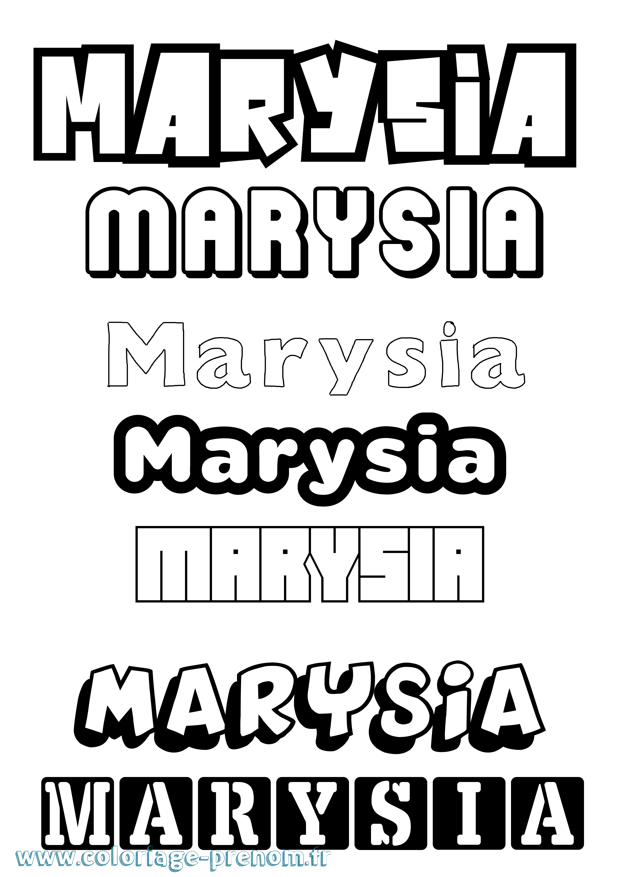 Coloriage prénom Marysia Simple