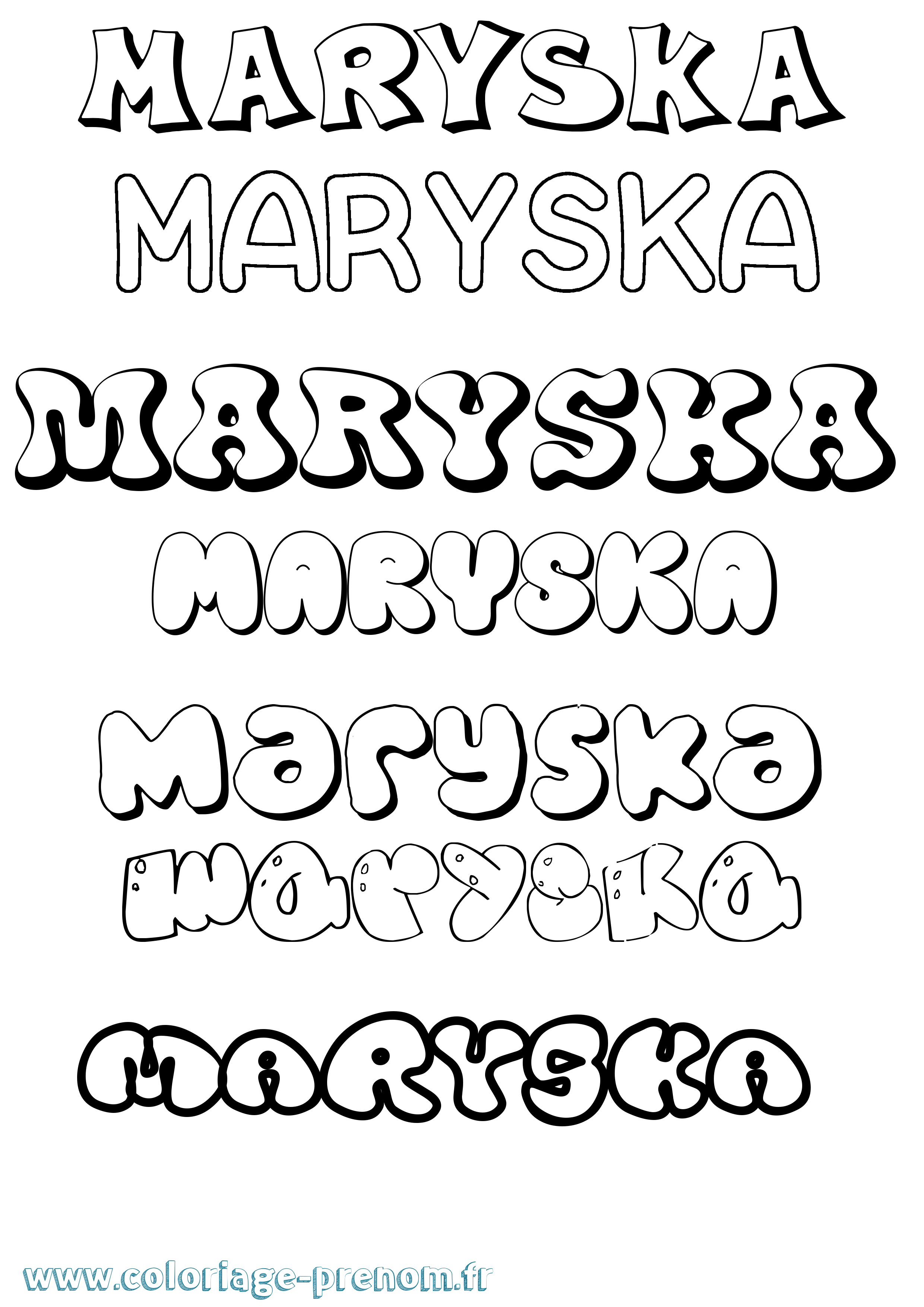 Coloriage prénom Maryska Bubble