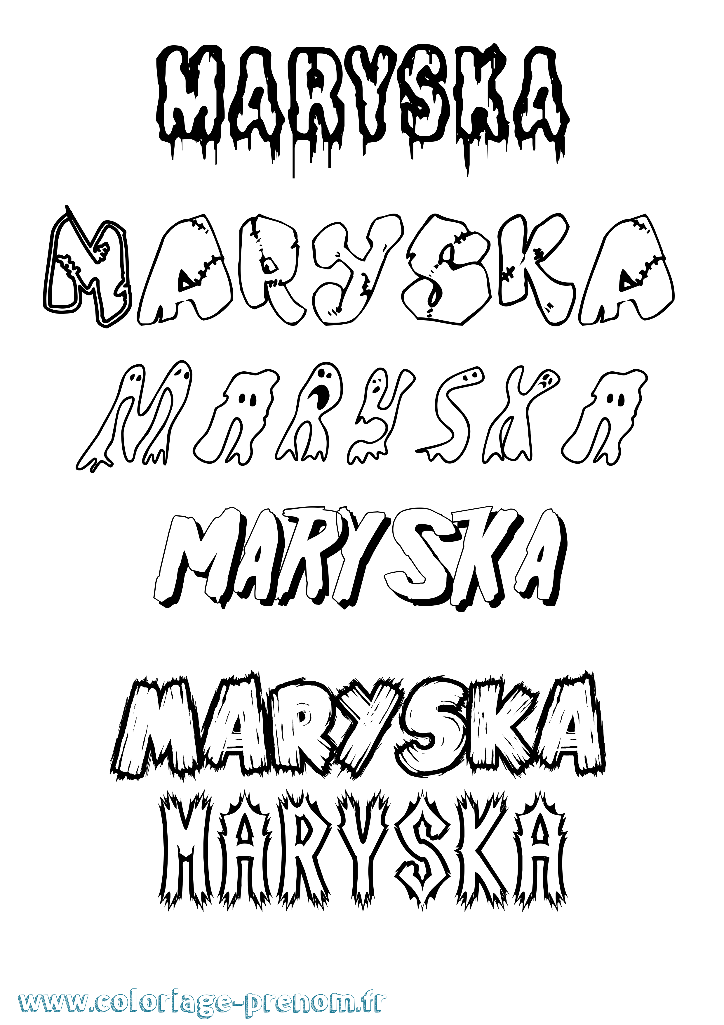 Coloriage prénom Maryska Frisson