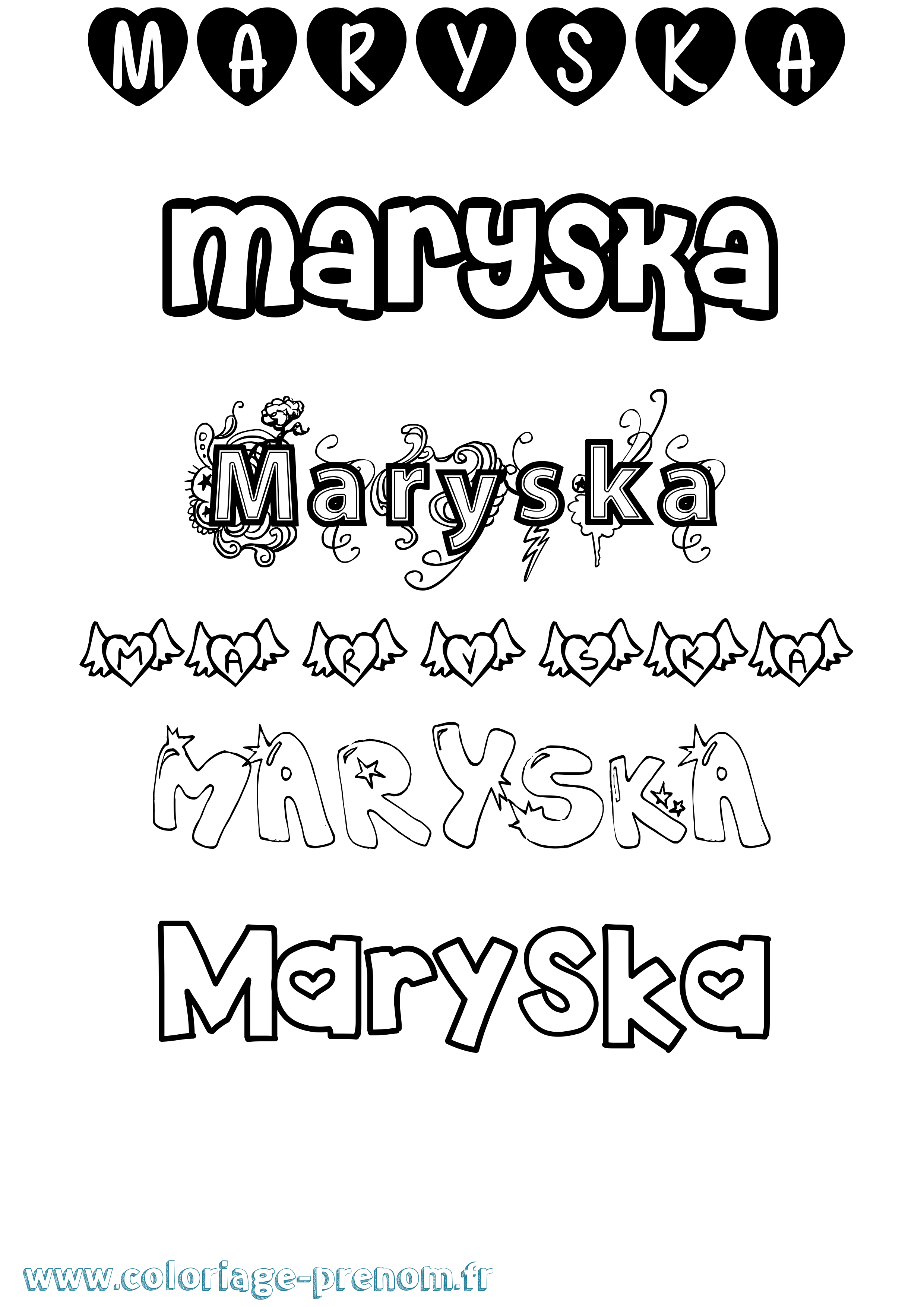 Coloriage prénom Maryska Girly