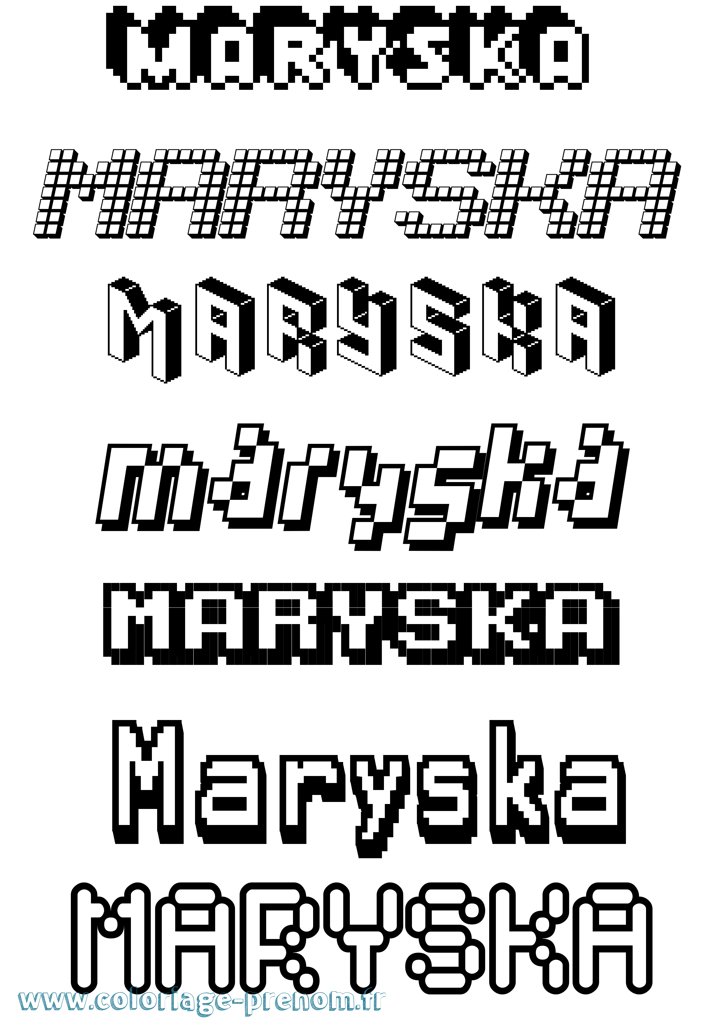 Coloriage prénom Maryska Pixel