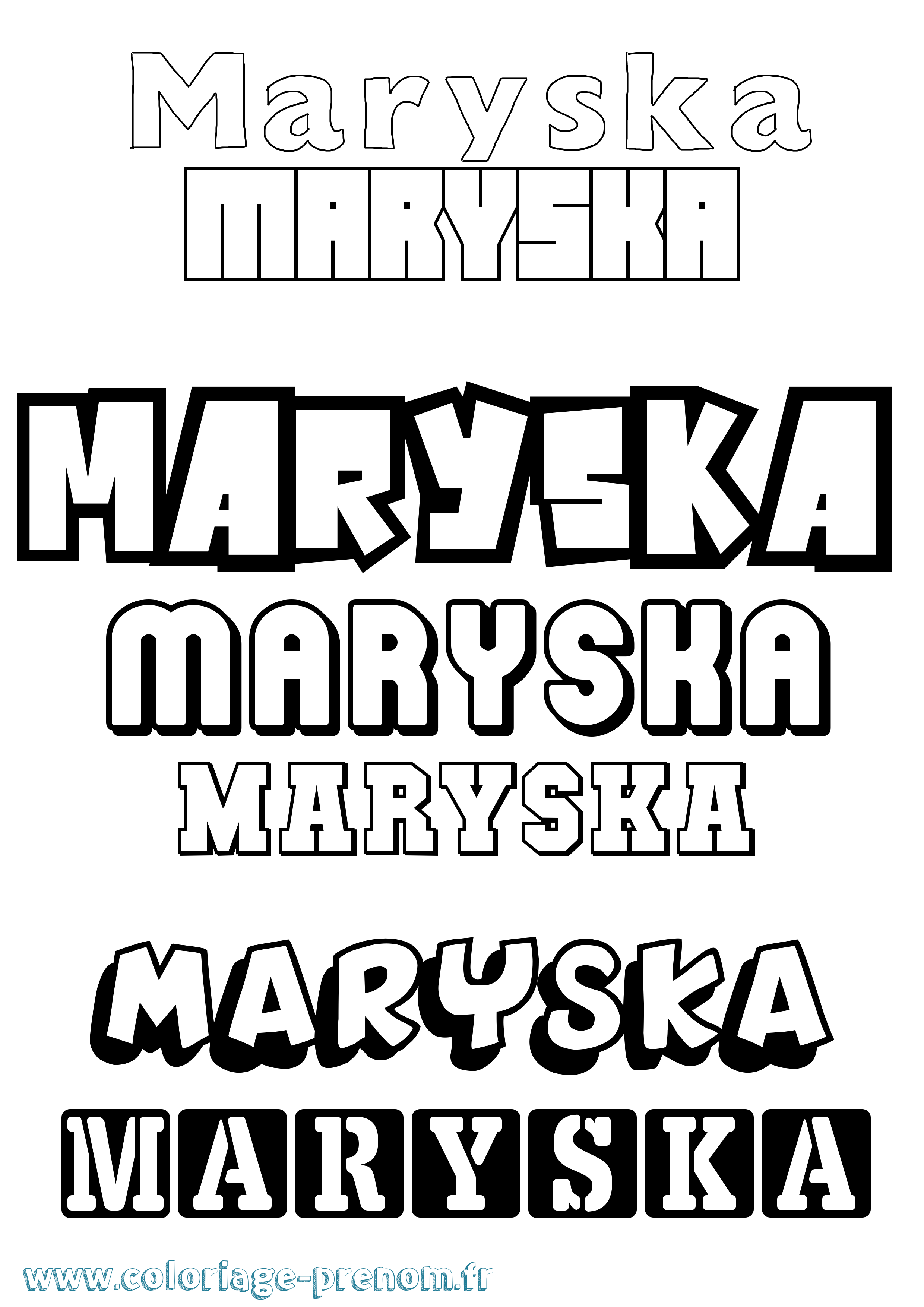 Coloriage prénom Maryska Simple