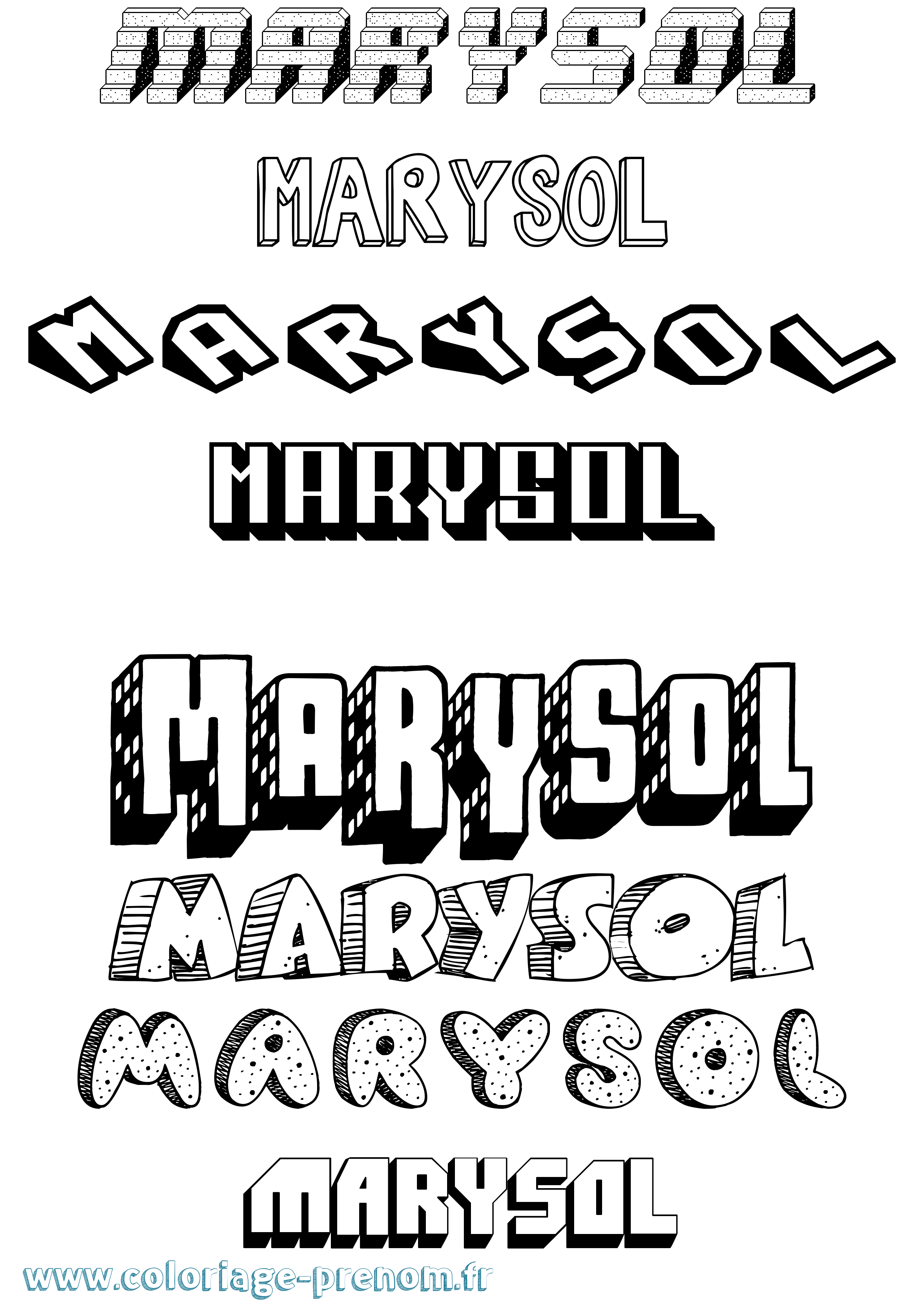 Coloriage prénom Marysol Effet 3D
