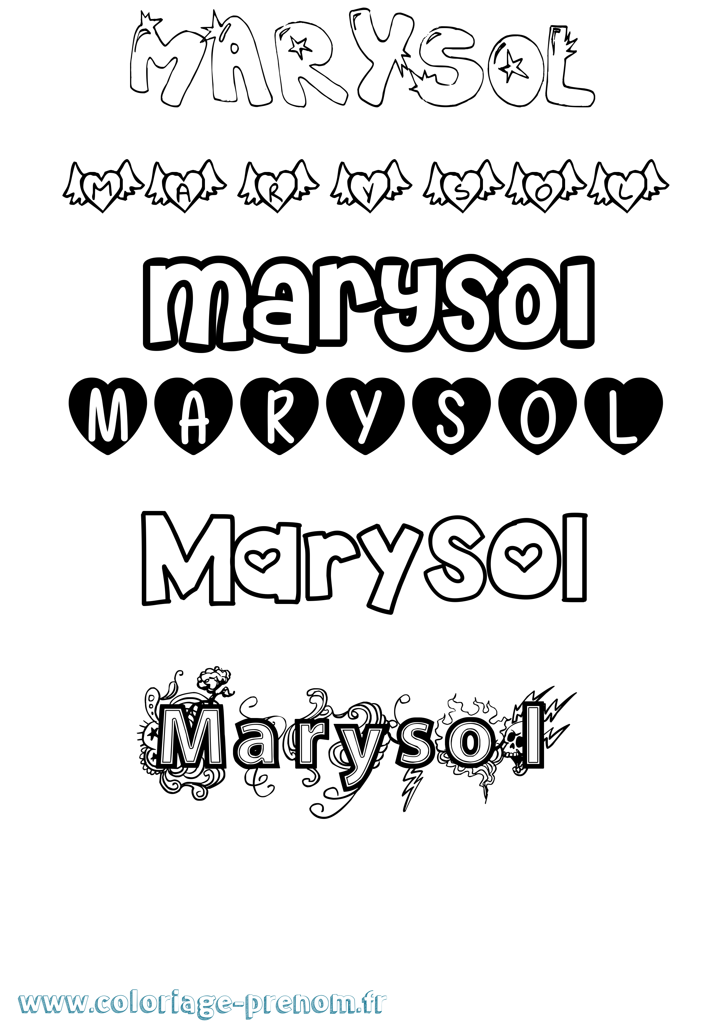 Coloriage prénom Marysol Girly