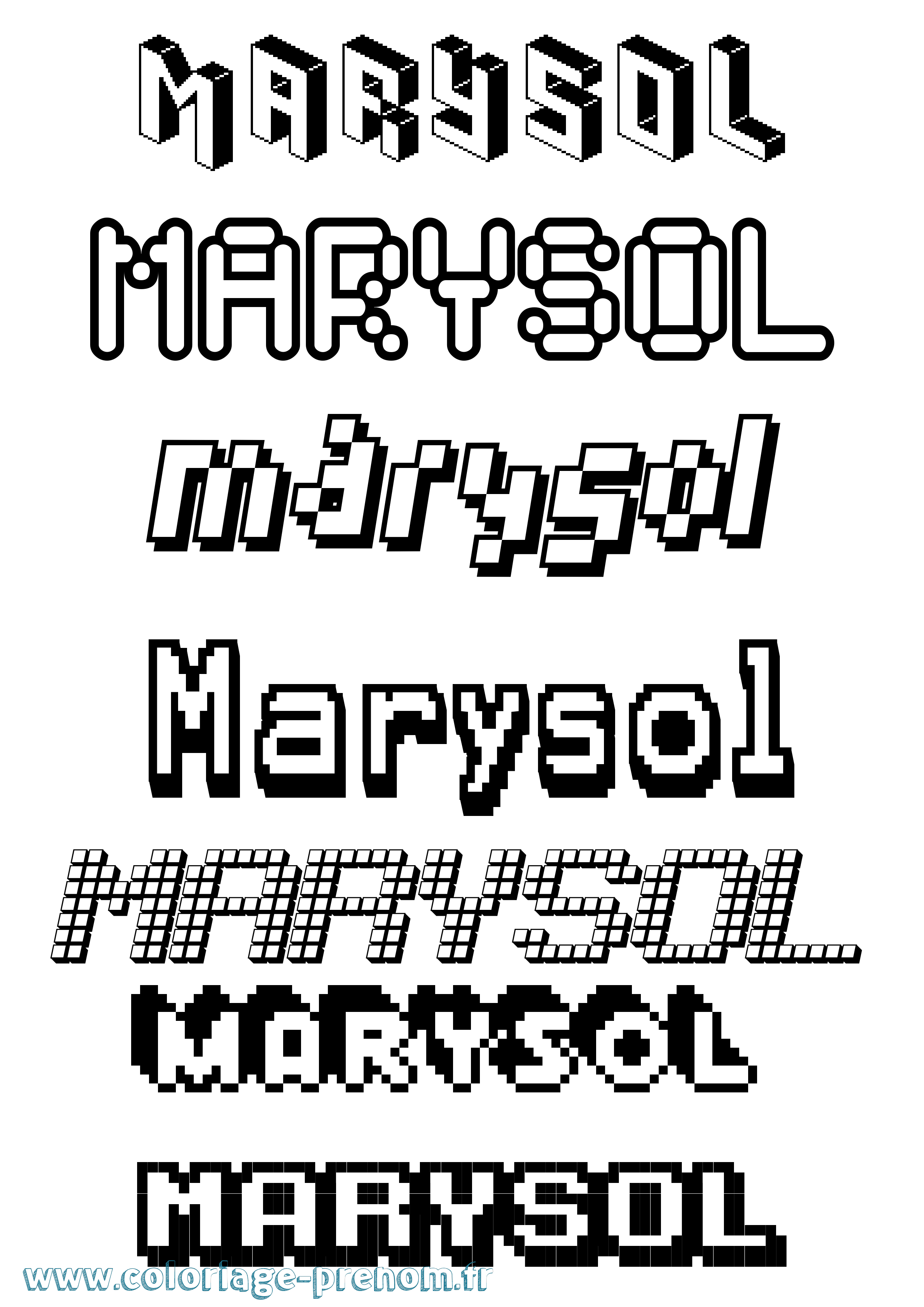 Coloriage prénom Marysol Pixel