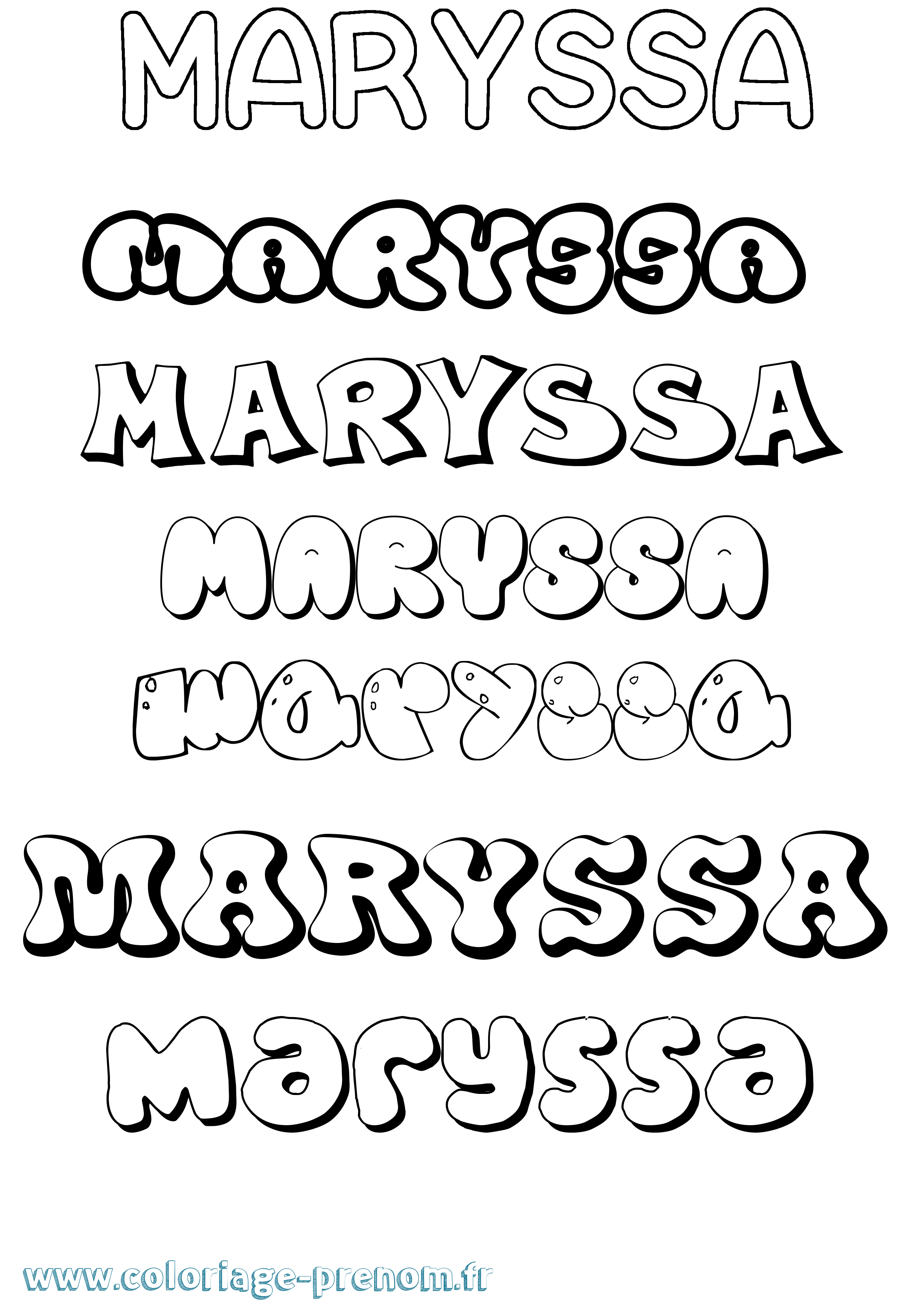 Coloriage prénom Maryssa Bubble