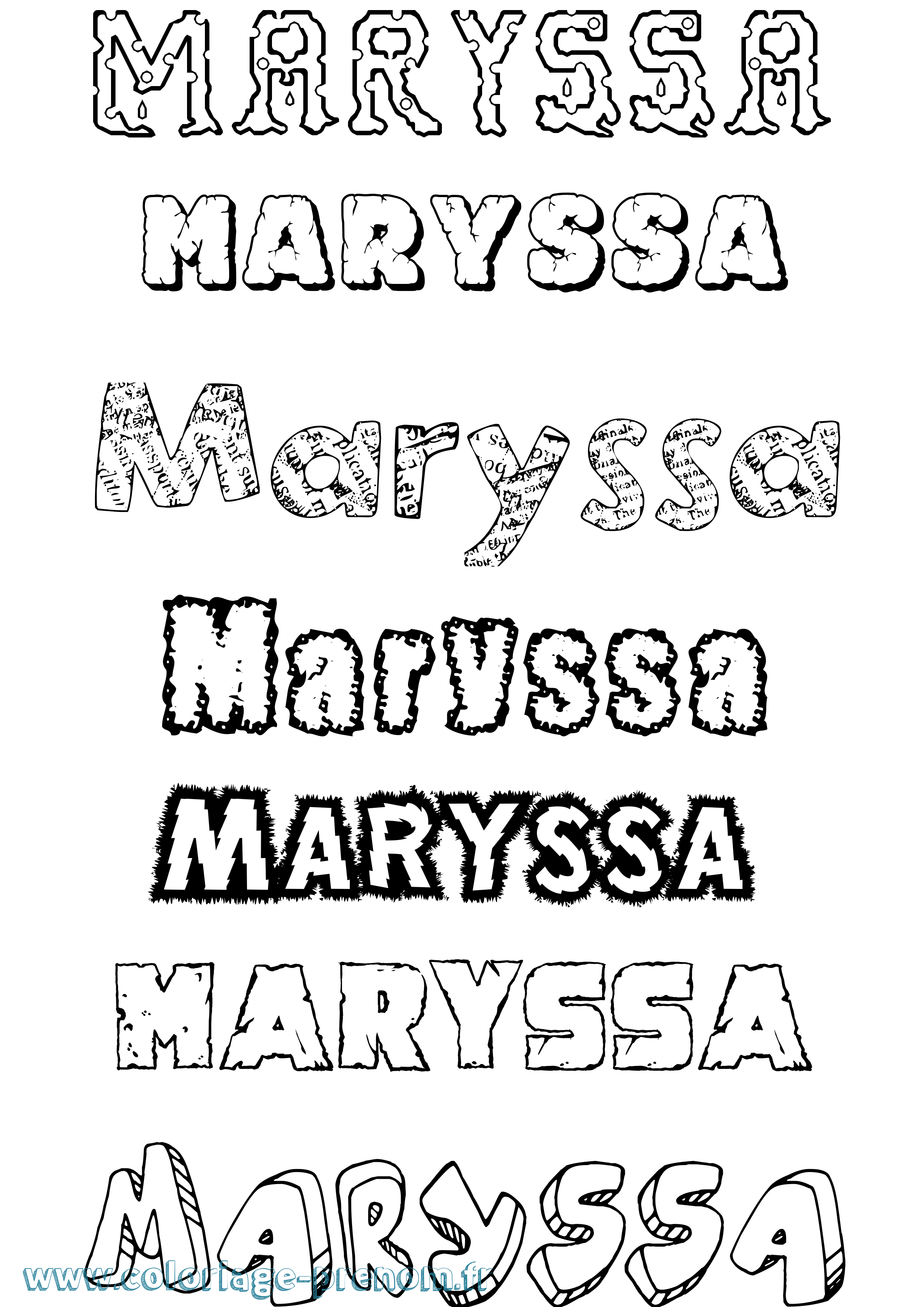 Coloriage prénom Maryssa Destructuré