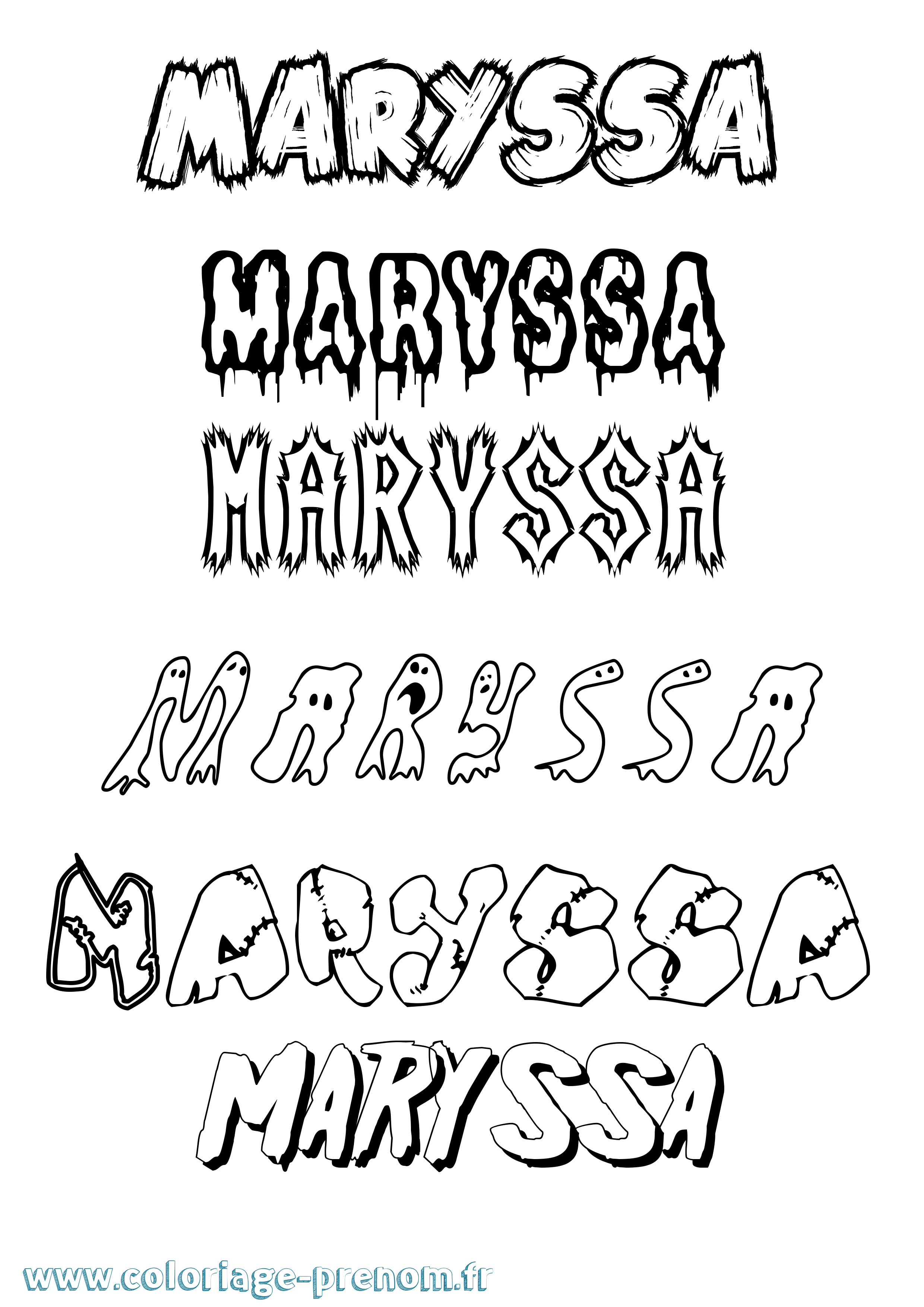 Coloriage prénom Maryssa Frisson