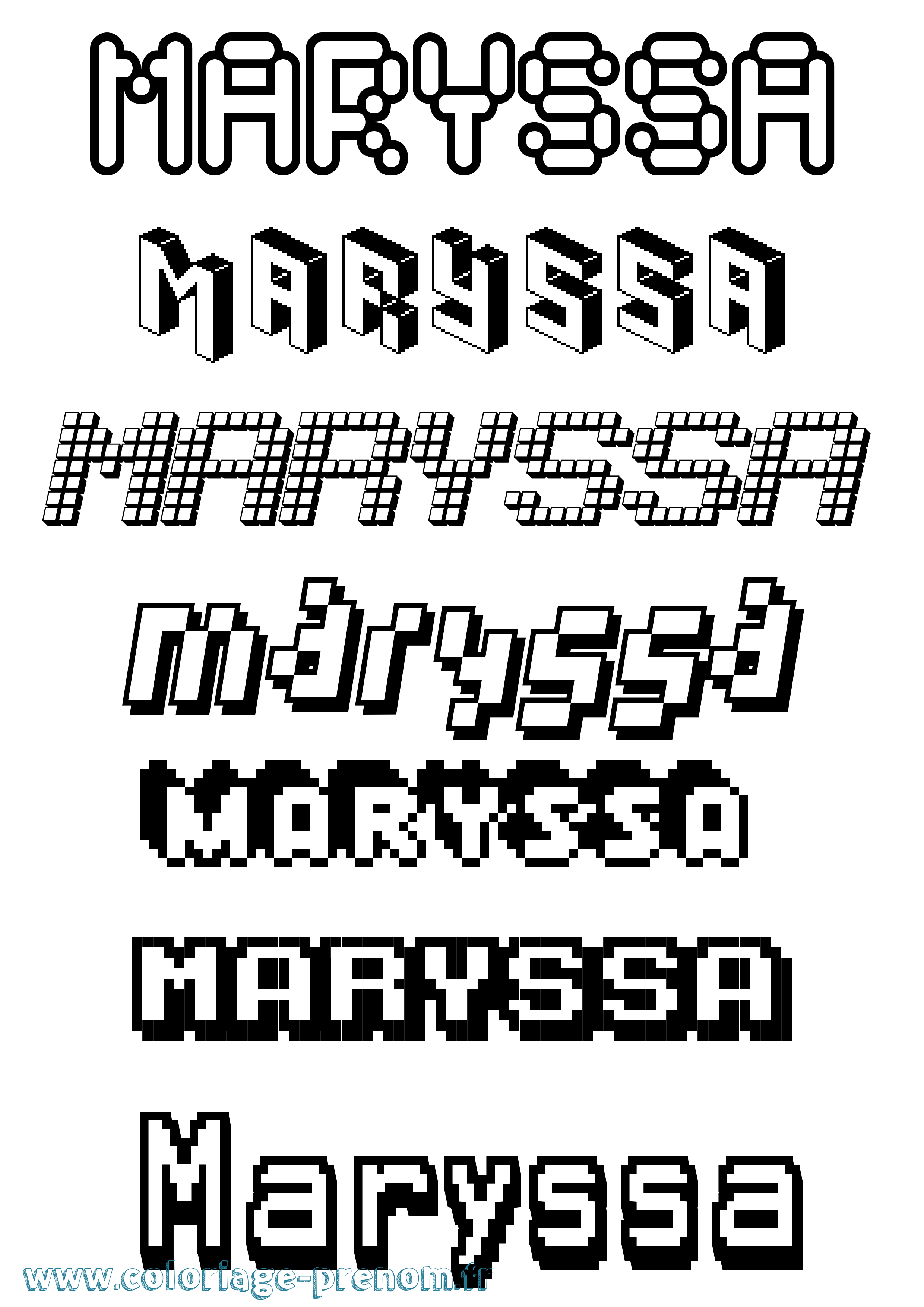 Coloriage prénom Maryssa Pixel