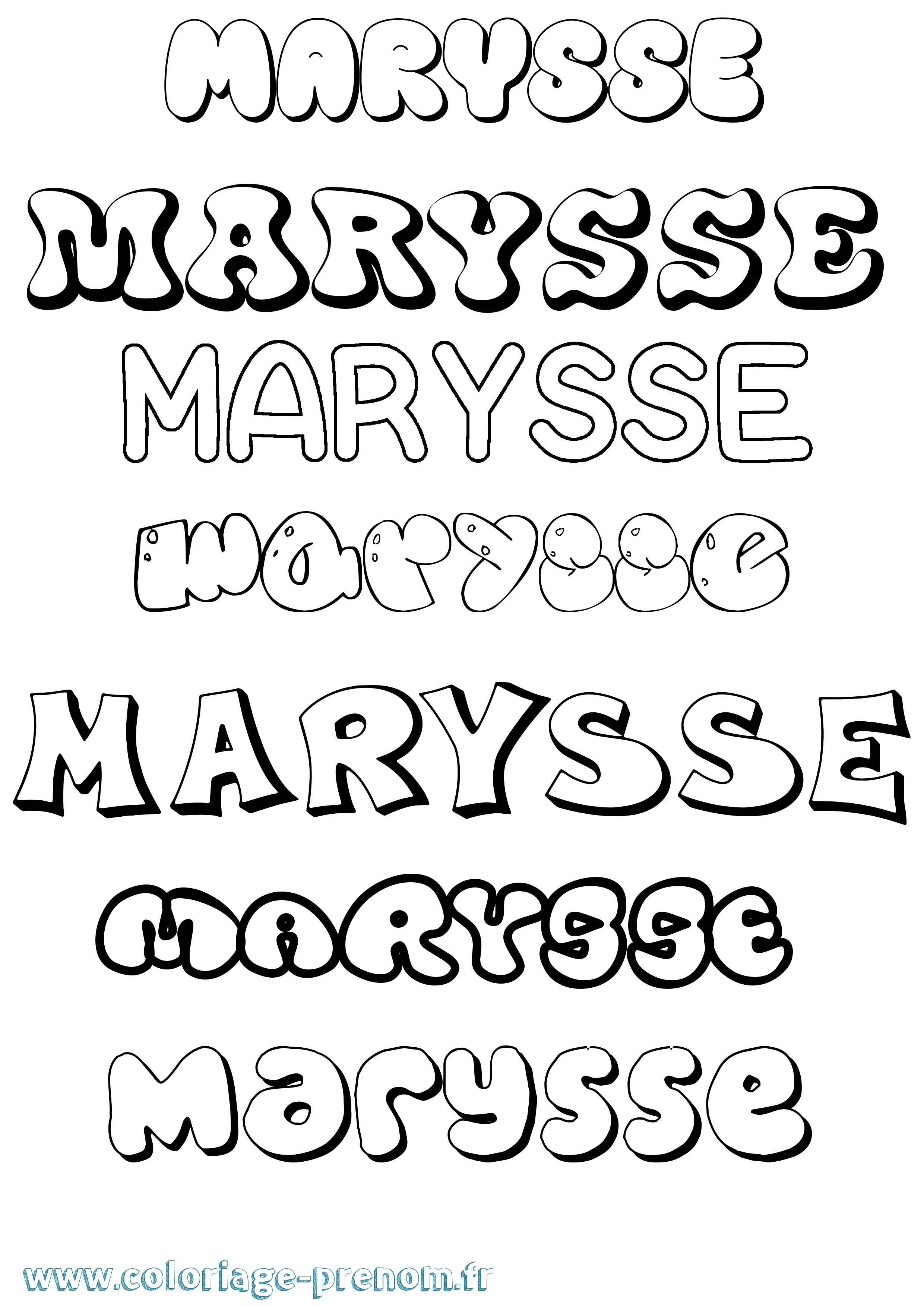 Coloriage prénom Marysse Bubble