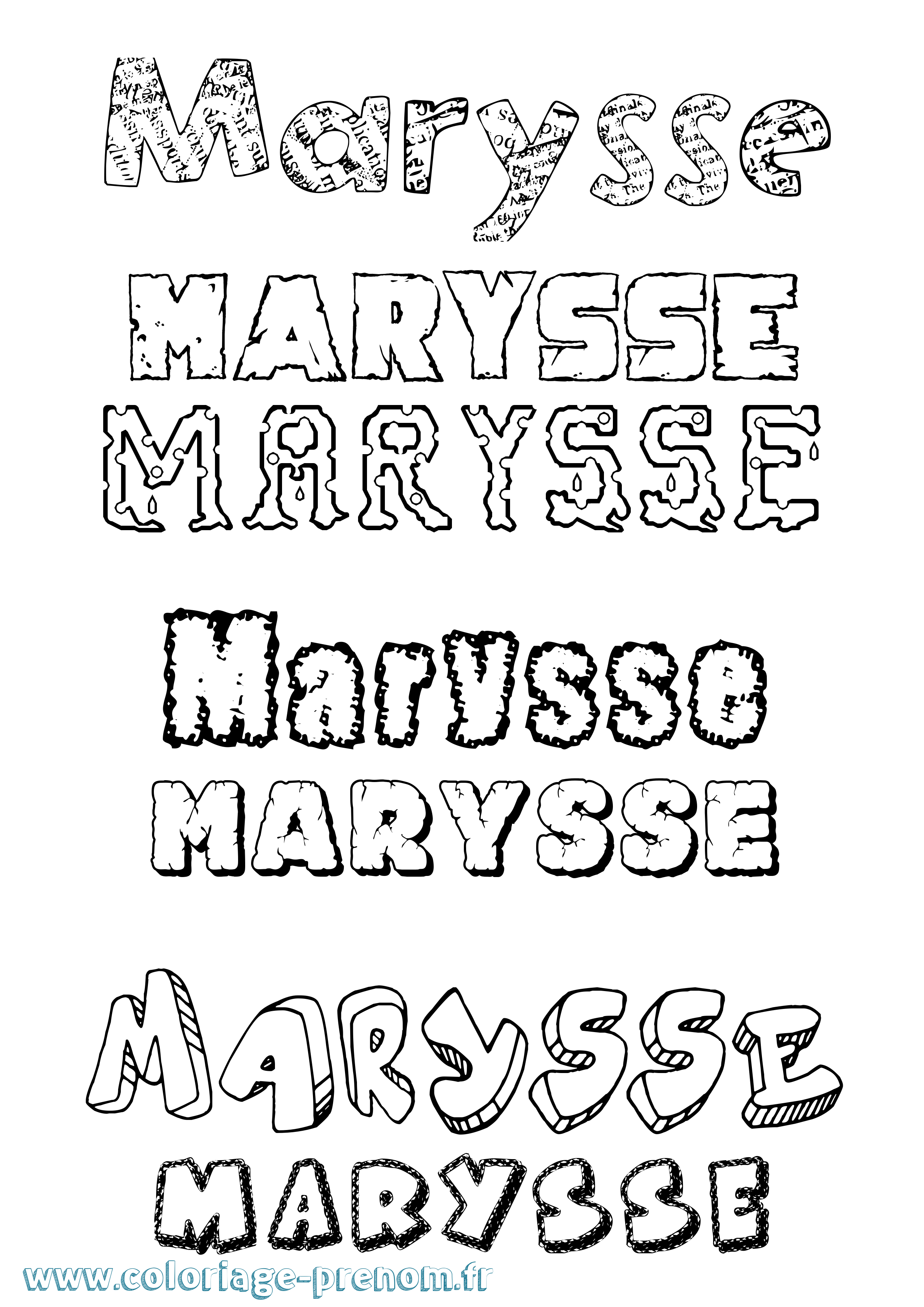 Coloriage prénom Marysse Destructuré