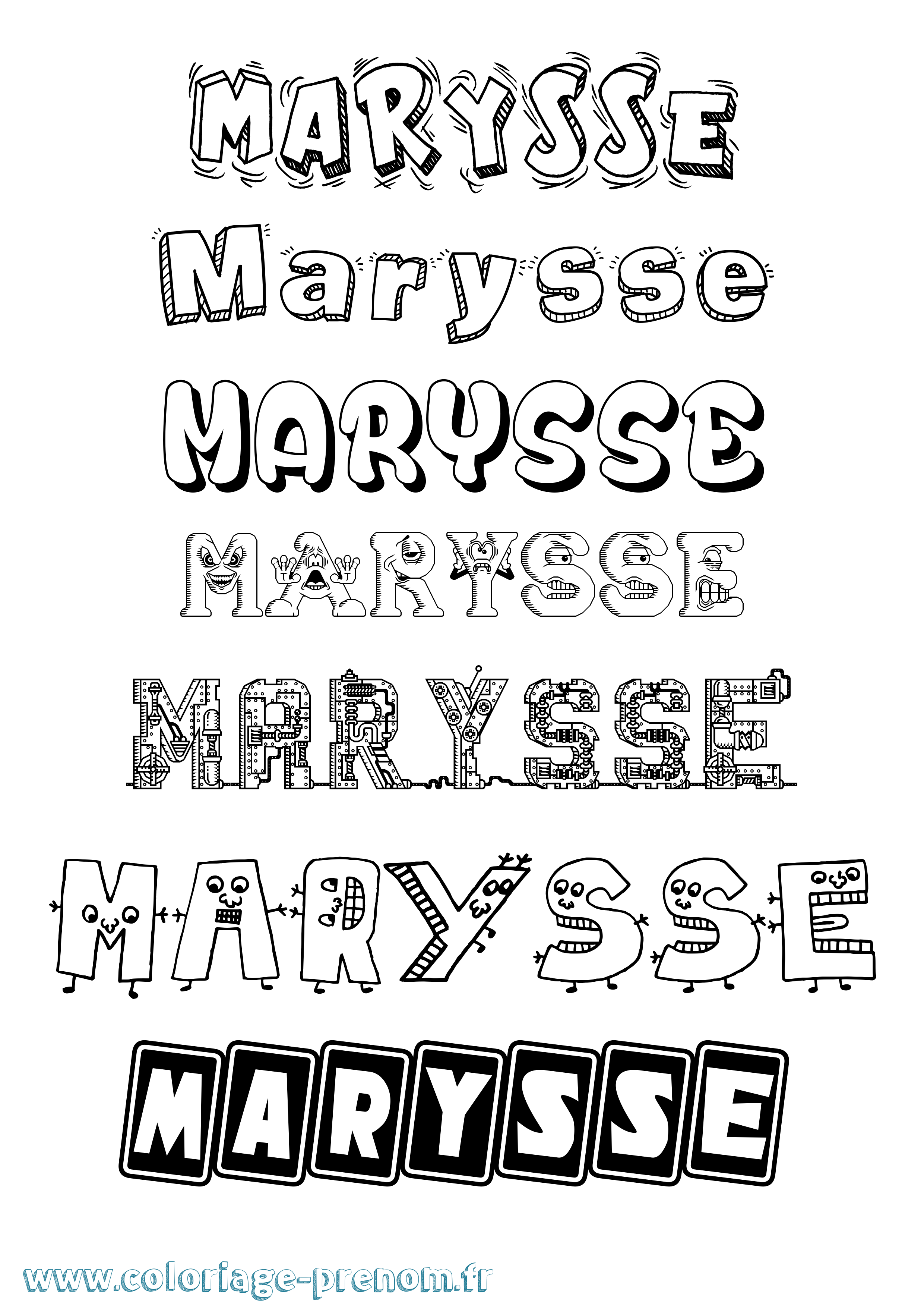 Coloriage prénom Marysse Fun