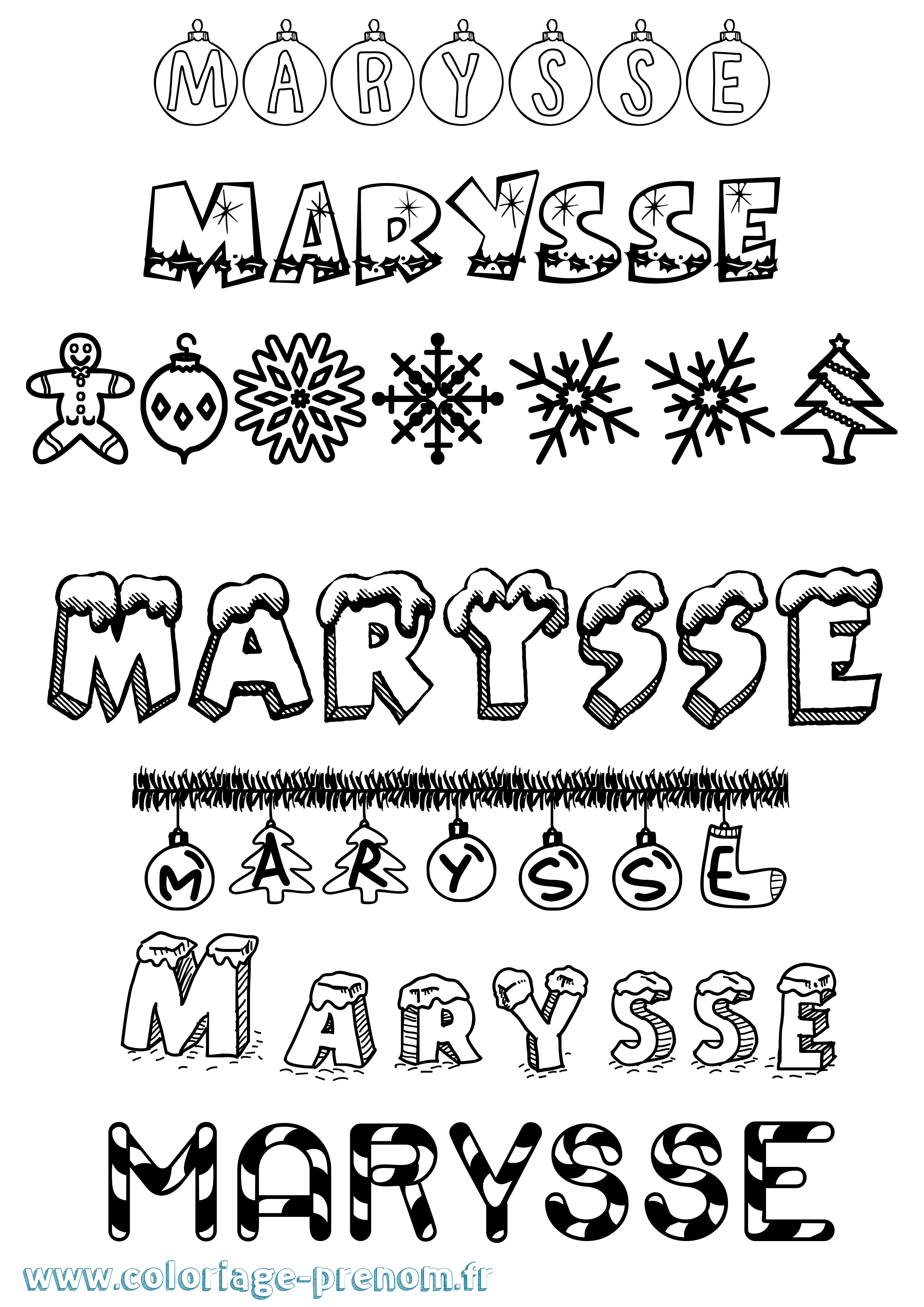 Coloriage prénom Marysse Noël