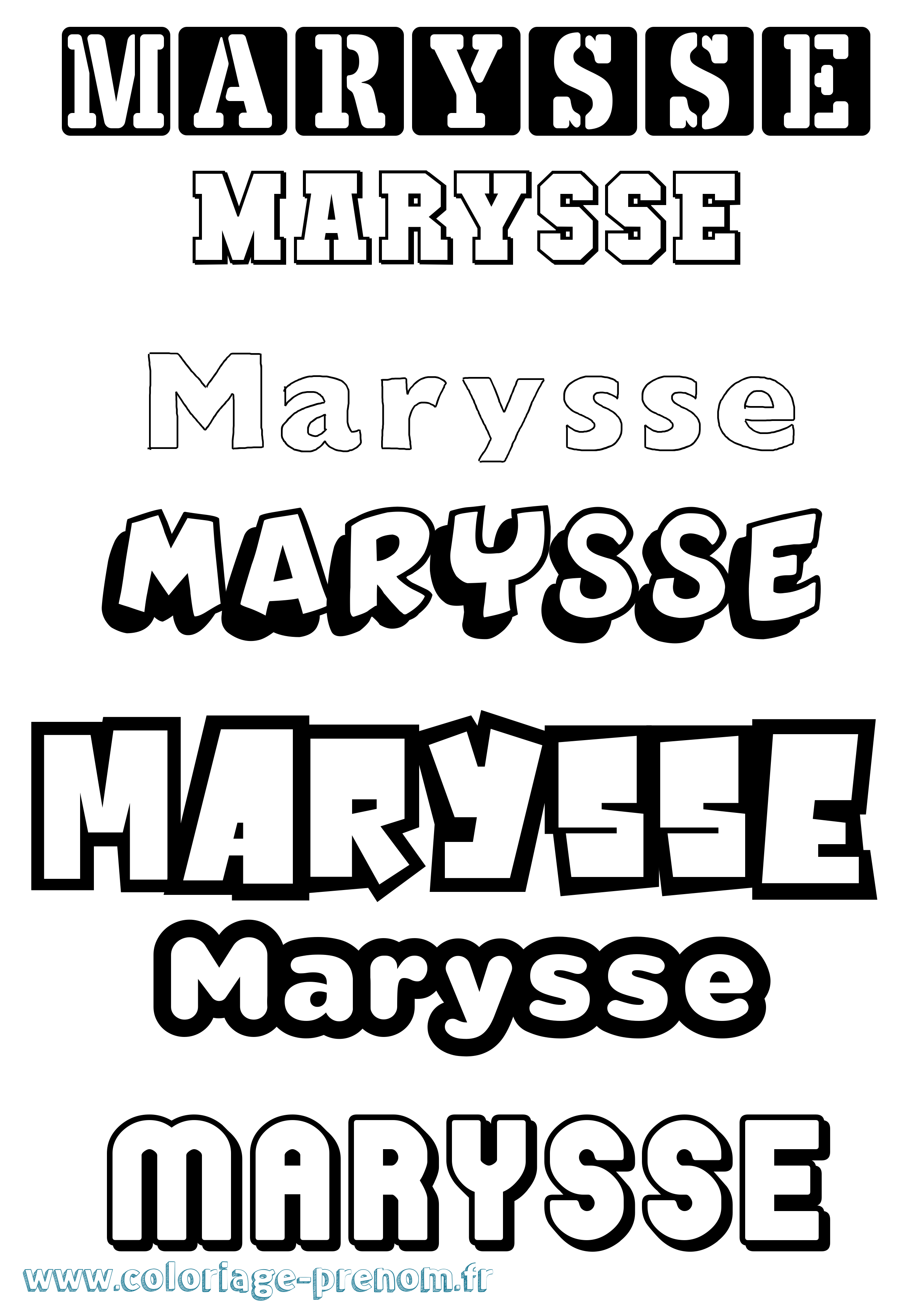 Coloriage prénom Marysse Simple